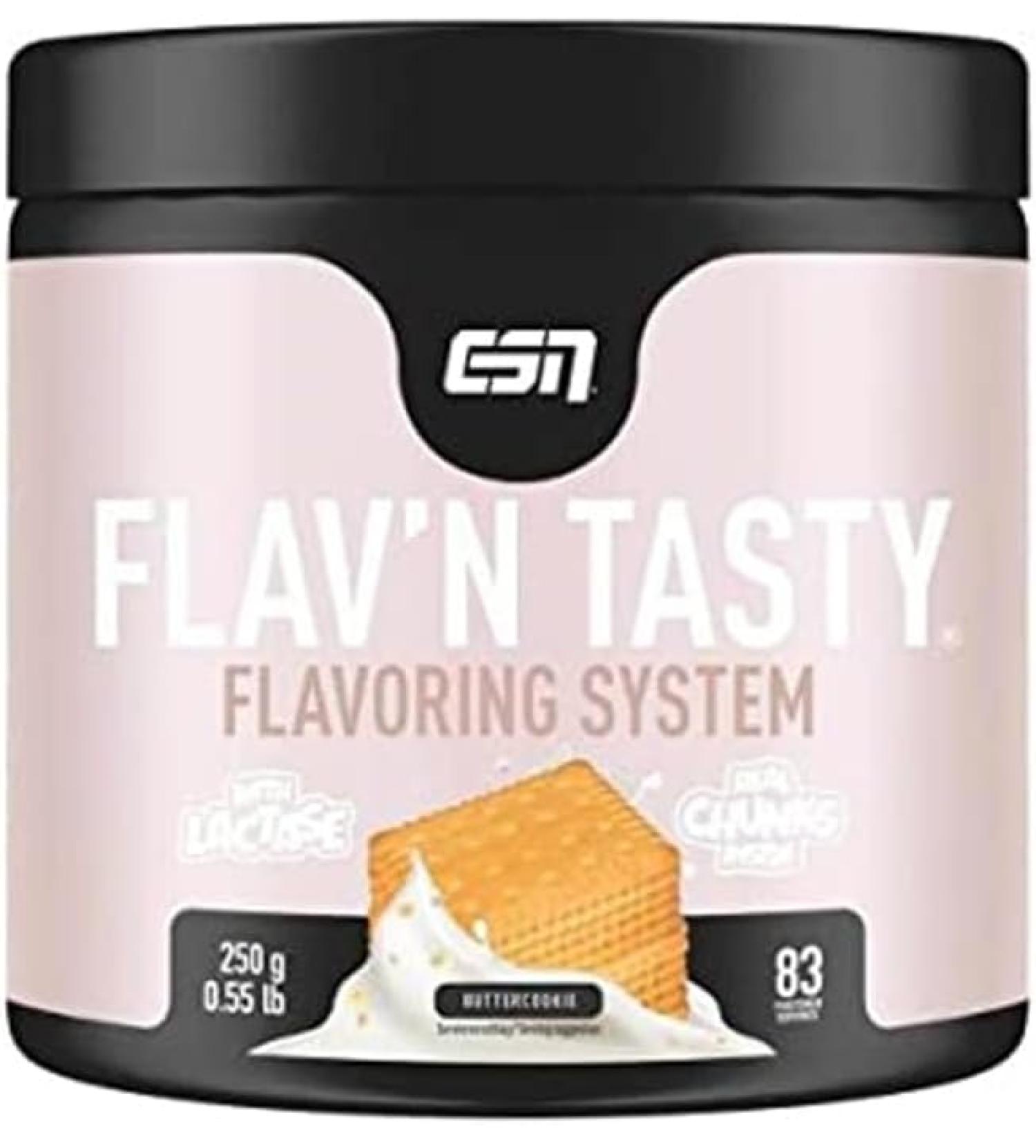ESN Designer Flavor Powder Buttercookie 250g - Low Sugar High Quality Made in Germany - Sweet Flavoring for Baking & Cooking - Buy Online on GoSupps.com
