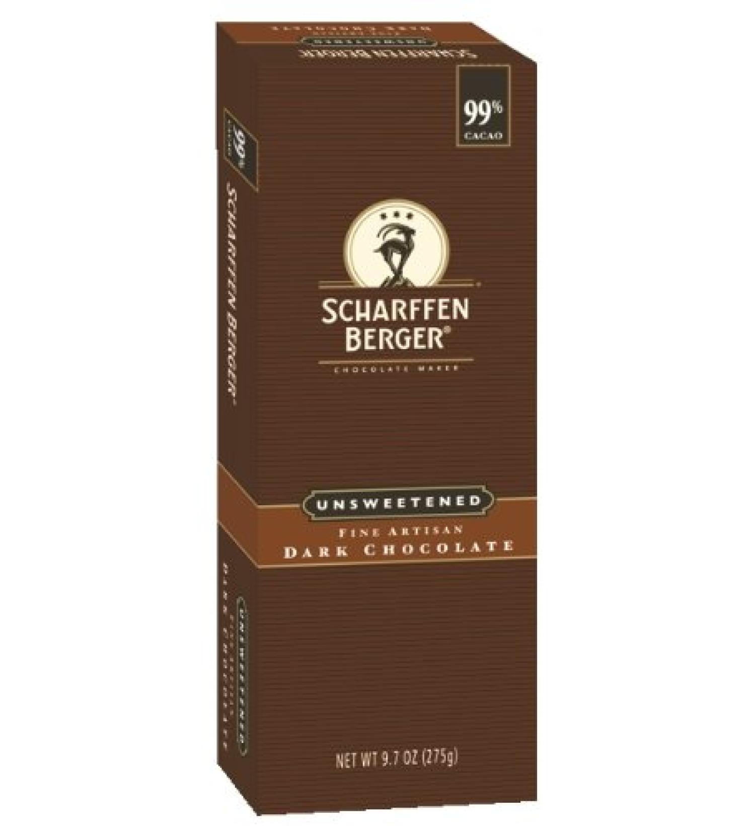 Scharffen Berger Baking Bar, Unsweetened Dark Chocolate (99% Cacao), 9.7-Ounce Packages (Pack of 2)