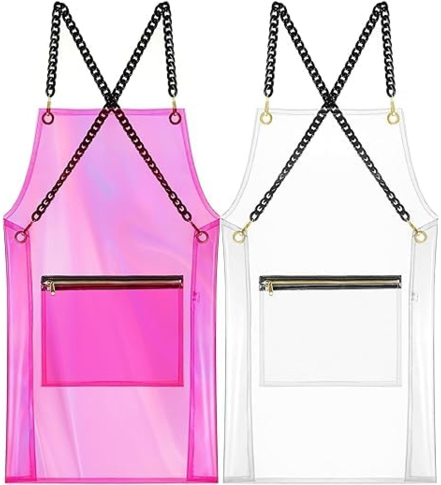 MIKI WELL Hair Stylist Apron - Adjustable Apron with Pockets Transparent+pink - Buy Online on GoSupps.com