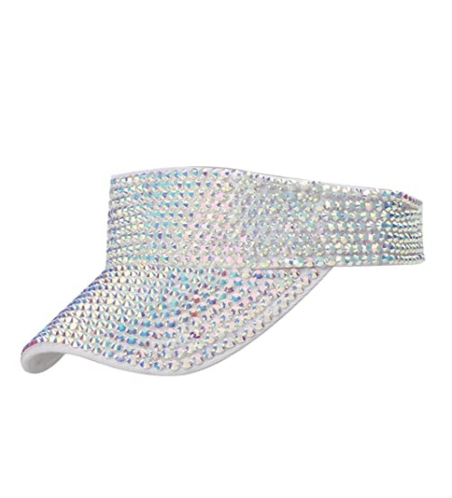 Gudessly Shiny Rhinestones Sport Sun Visor Cap - Adjustable Summer Visor for Women Men - White - Buy Online on GoSupps.com