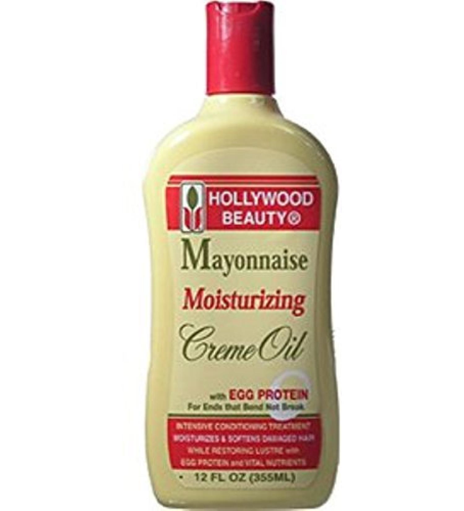 Hollywood Beauty Mayonnaise Moisturizing Cream Oil with Egg Protein 12 oz (Pack of 3)