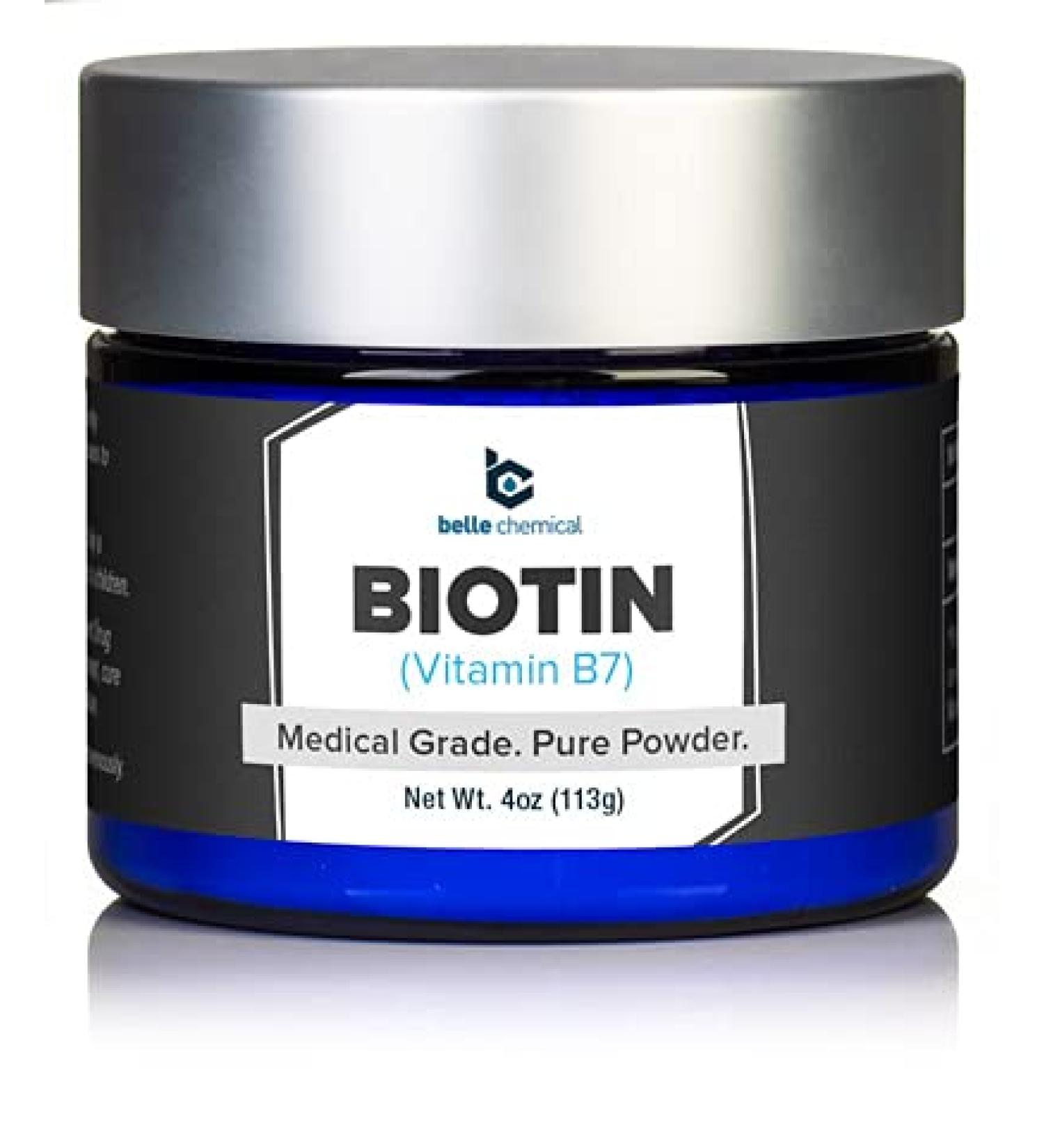 Belle Chemical Biotin (Vitamin B7) Pure Powder 4oz (113g) Hair Nails Metabolism Cell Growth - Buy Online on GoSupps.com