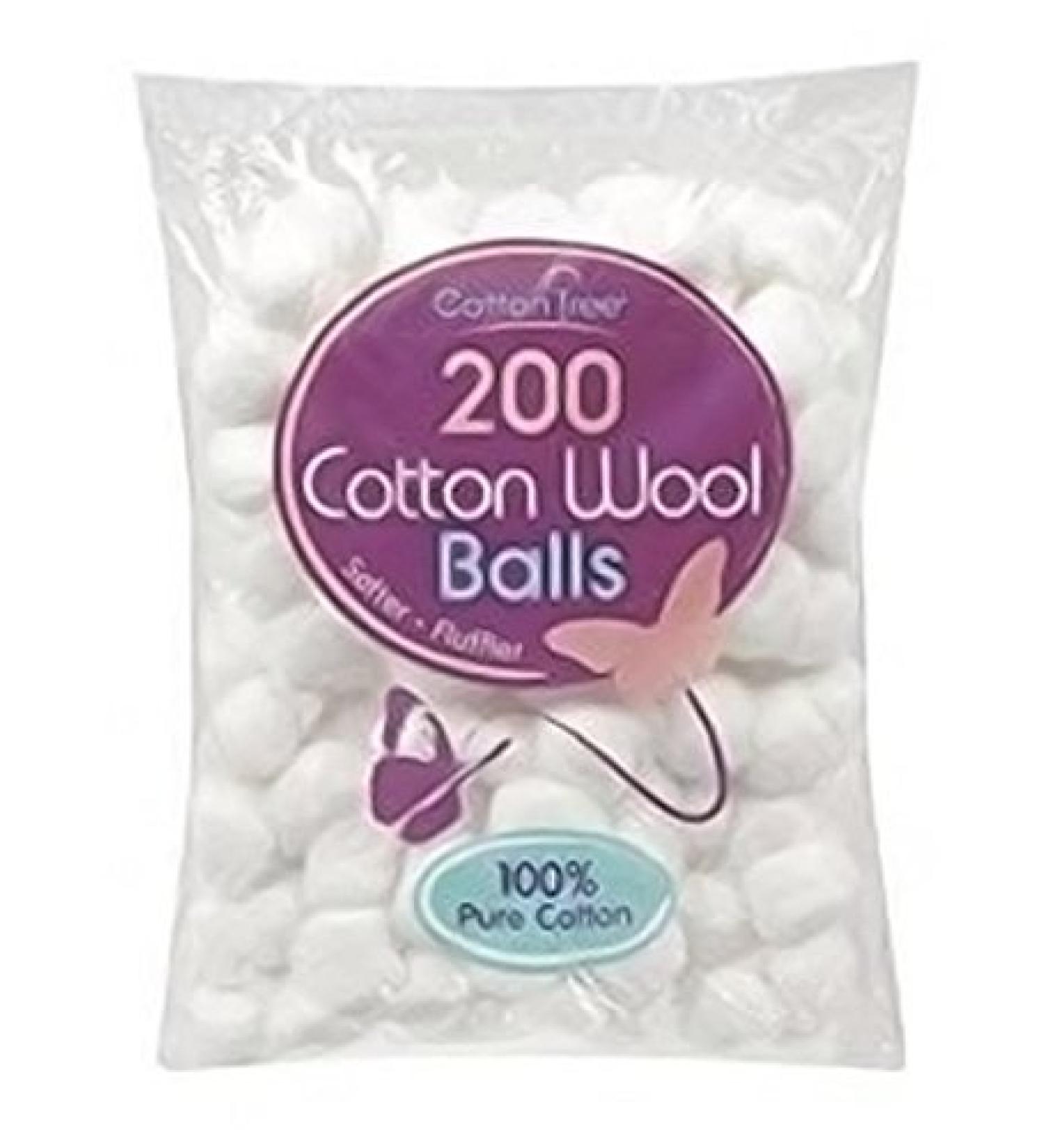 200 Sterile Pure Cotton Wool Balls for Babies & Adults in Cotton Storage Bag - Soft & Fluffy by Cotton Tree - Buy Online on GoSupps.com