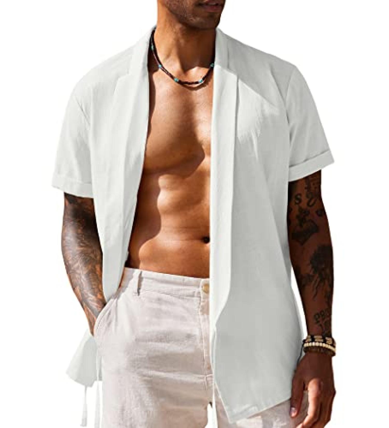 COOFANDY Men's Beach Kimono Shirt Cardigan Jacket - White, X-Large - Buy Online on GoSupps.com