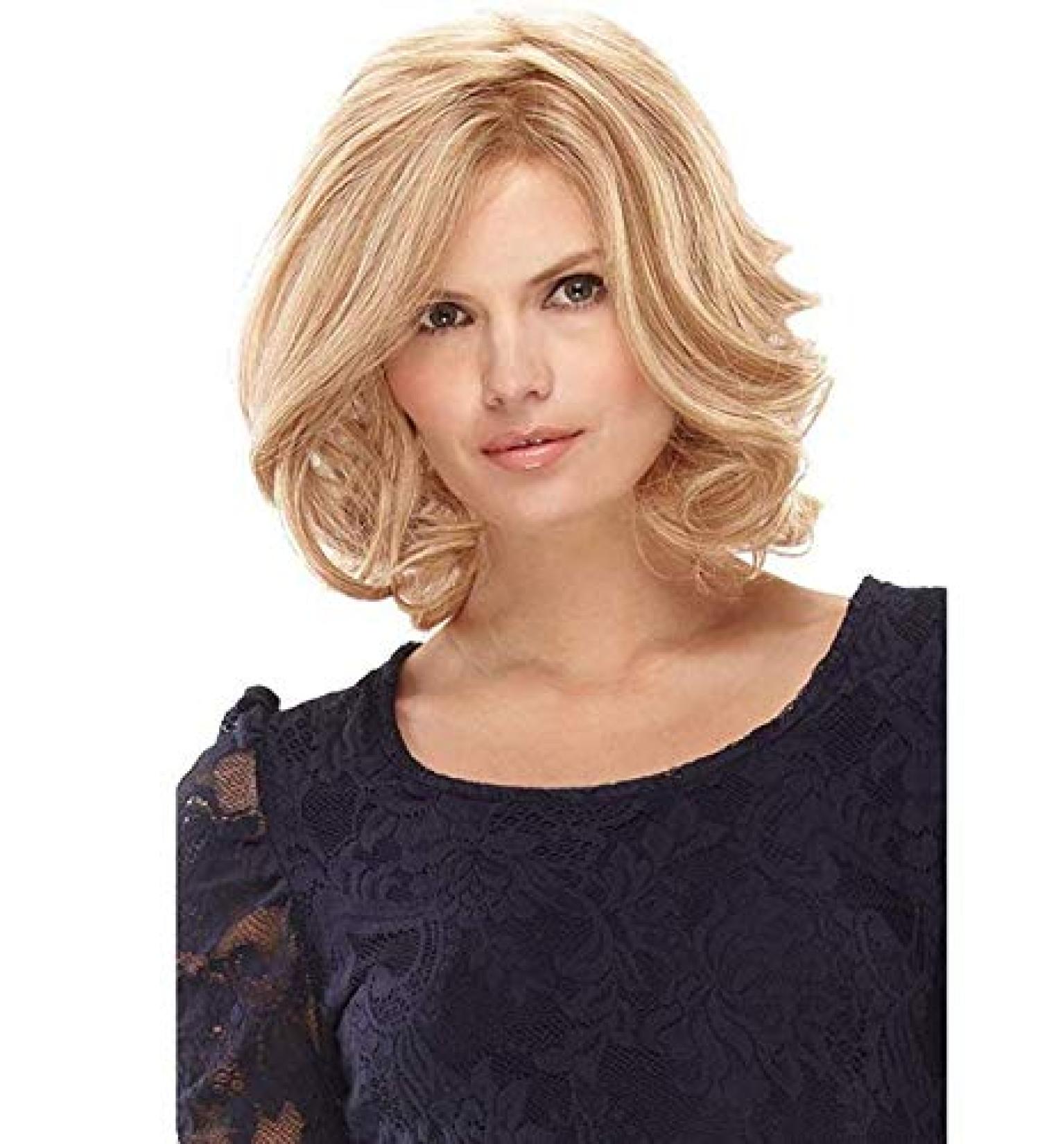 Buy Royalfirst Women's Medium Length Wavy Synthetic Hair Wig with Bangs - International Shipping Available - Buy Online on GoSupps.com