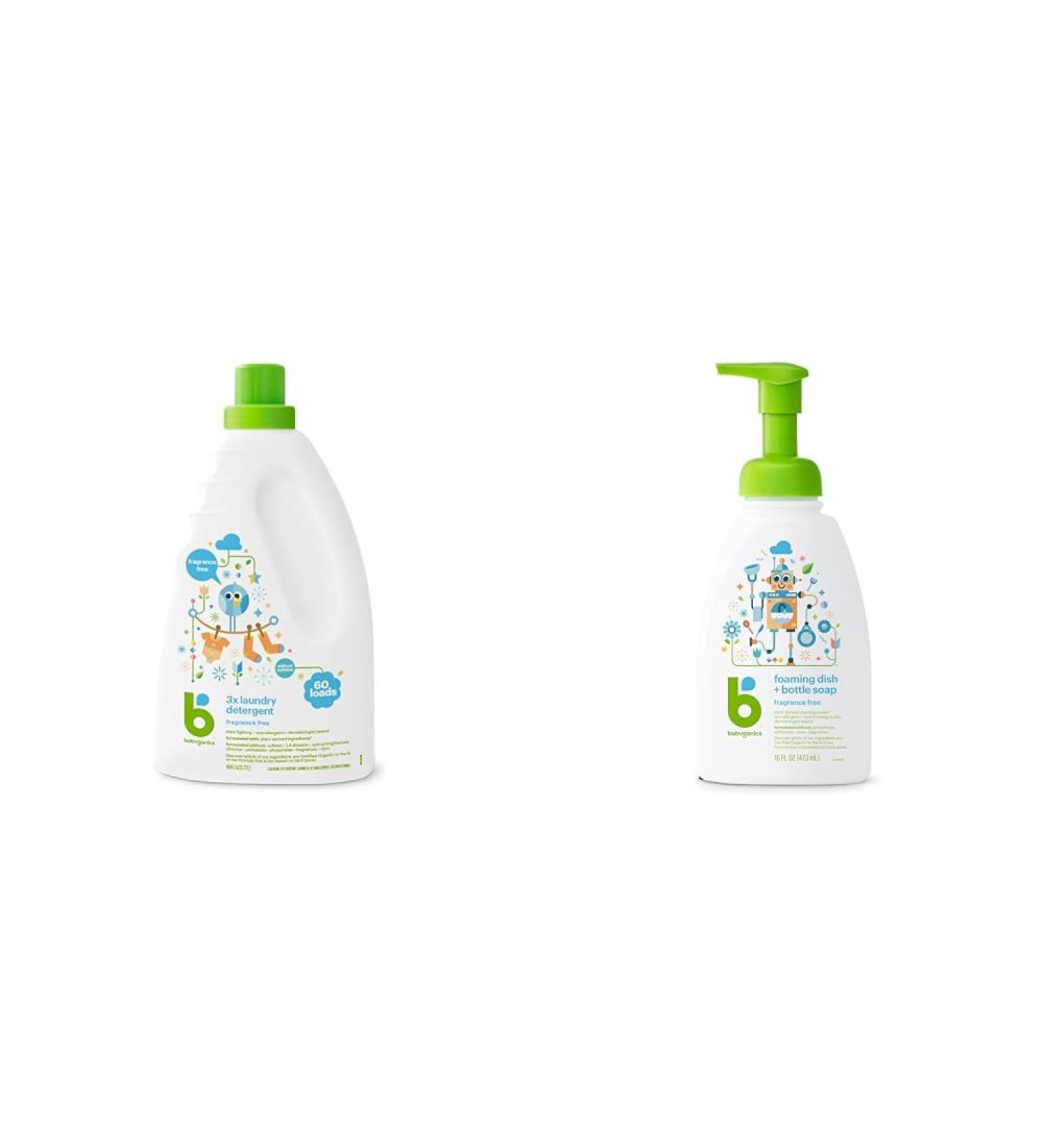 Babyganics Fragrance-Free Baby Laundry Detergent and Dish Soap Bundle Laundry Detergent + Soap - Buy Online on GoSupps.com