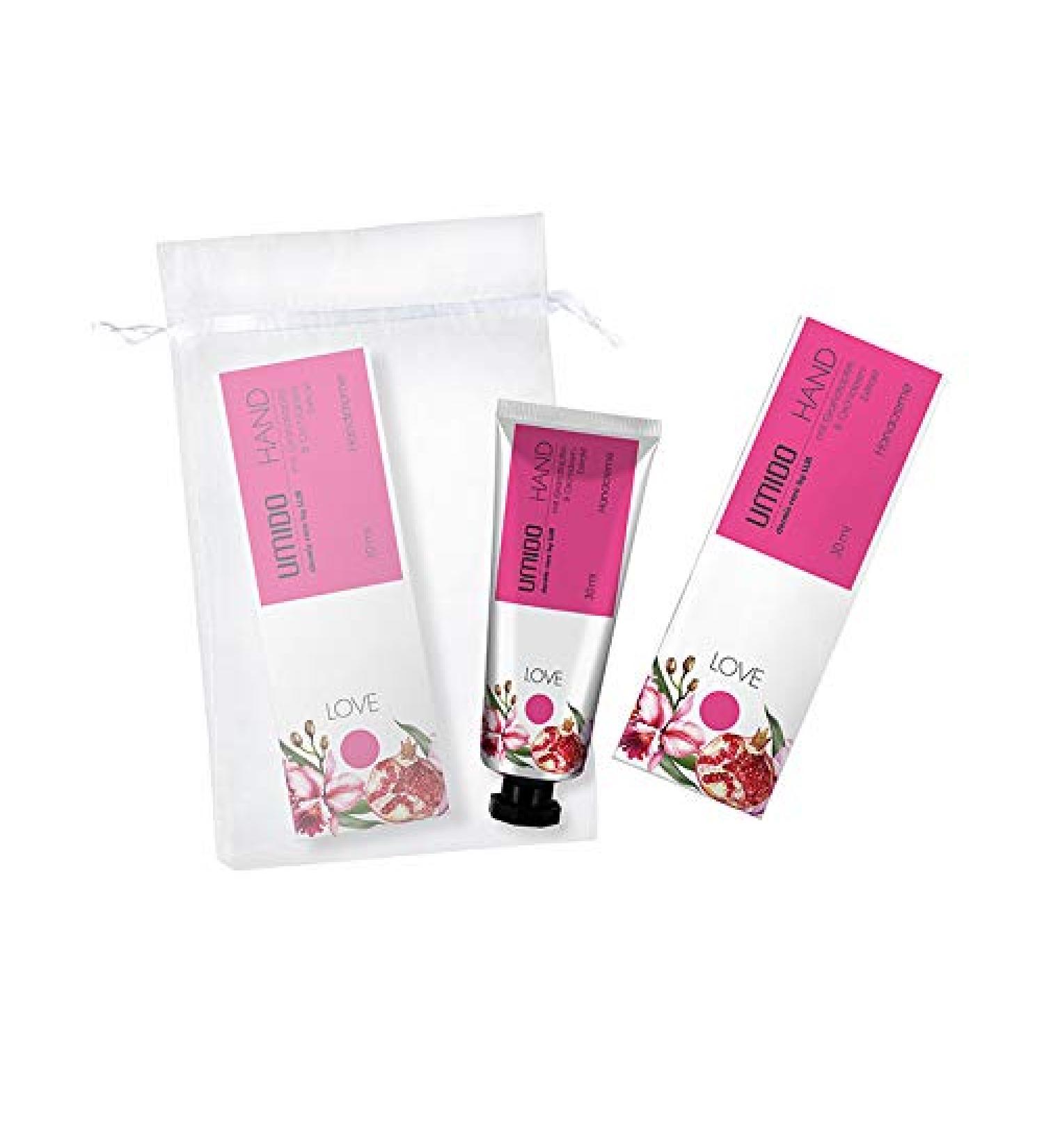 Umido Beautyet |1x hand cream 30 ml pomegranate & orchid extract | without silicones parabens paraffins mineral oils |1x organza bags |Hand lotion |Care cream |Lotion |Skin care (6-cyns)