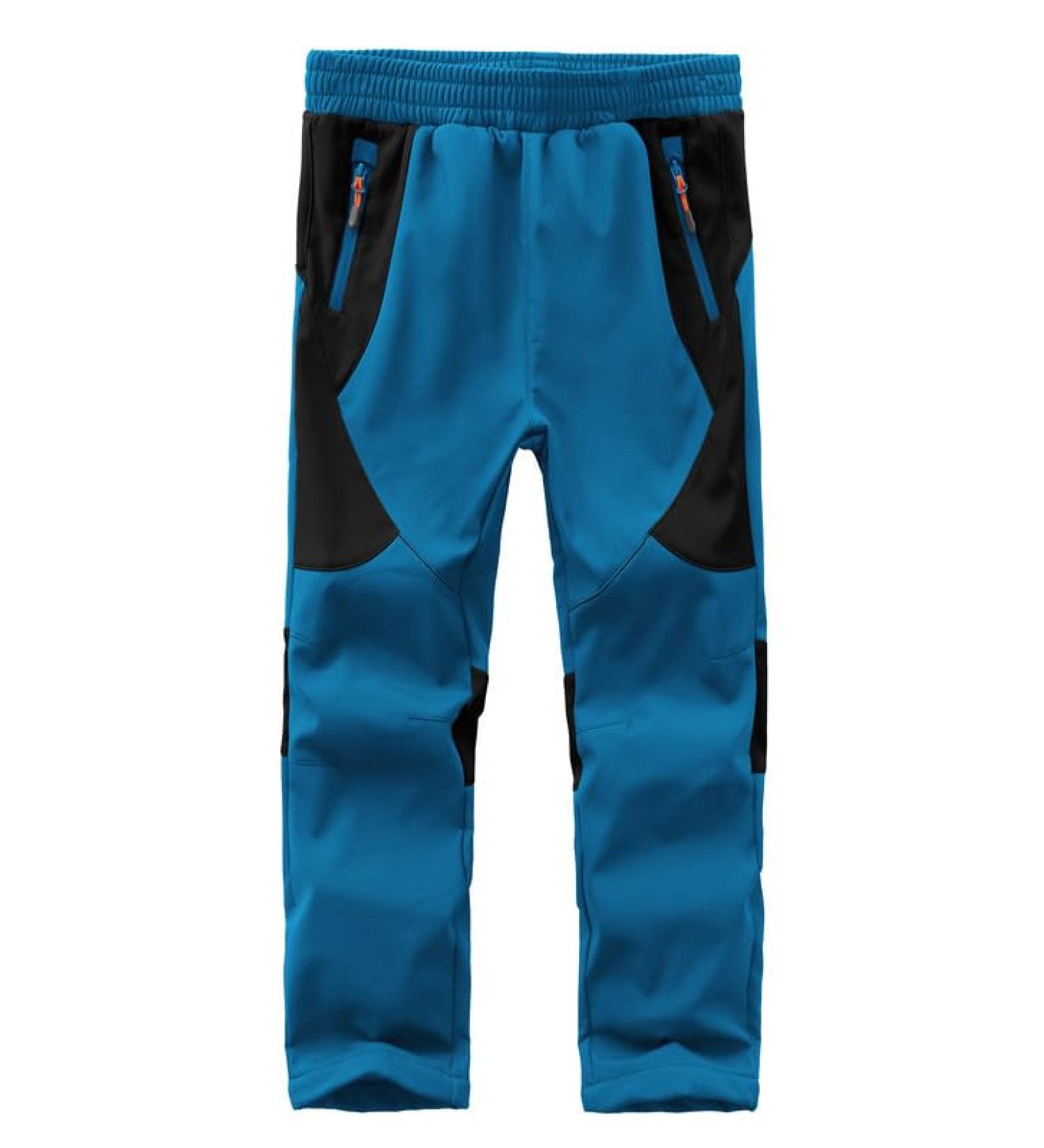 Children's Waterproof Softshell Pants | Fleece Lined Windproof Ski & Hiking Pants | Sizes 146-152 Blue & Black - Buy Online on GoSupps.com