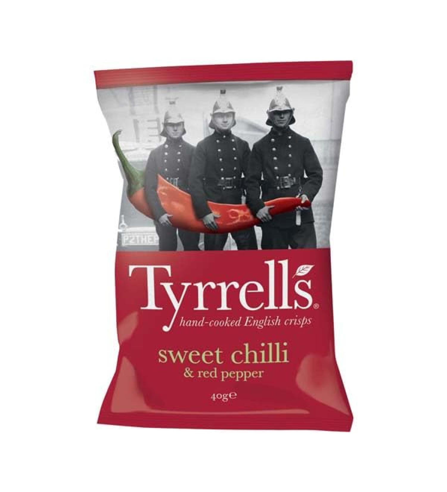 Tyrrells Hand Cooked British Crisps 24 x 40g (Sweet Chilli & Red Pepper)