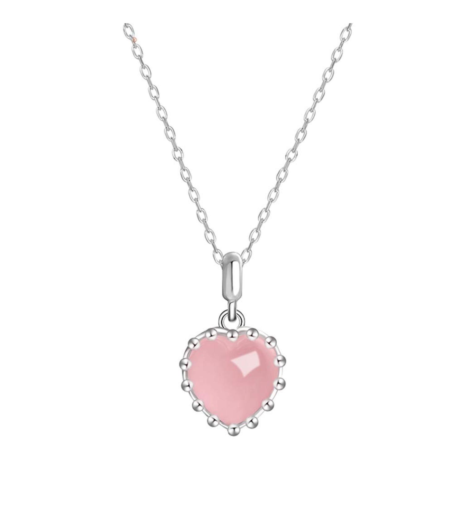 DNCG Quartz Healing Crystal Necklace Natural Pink Crystal Healing Crystals Necklace Heart Pendant Necklaces Quartz Jewelry for Womens Girls Ladies Crystal Point Pendant Necklace - Buy Online on GoSupps.com