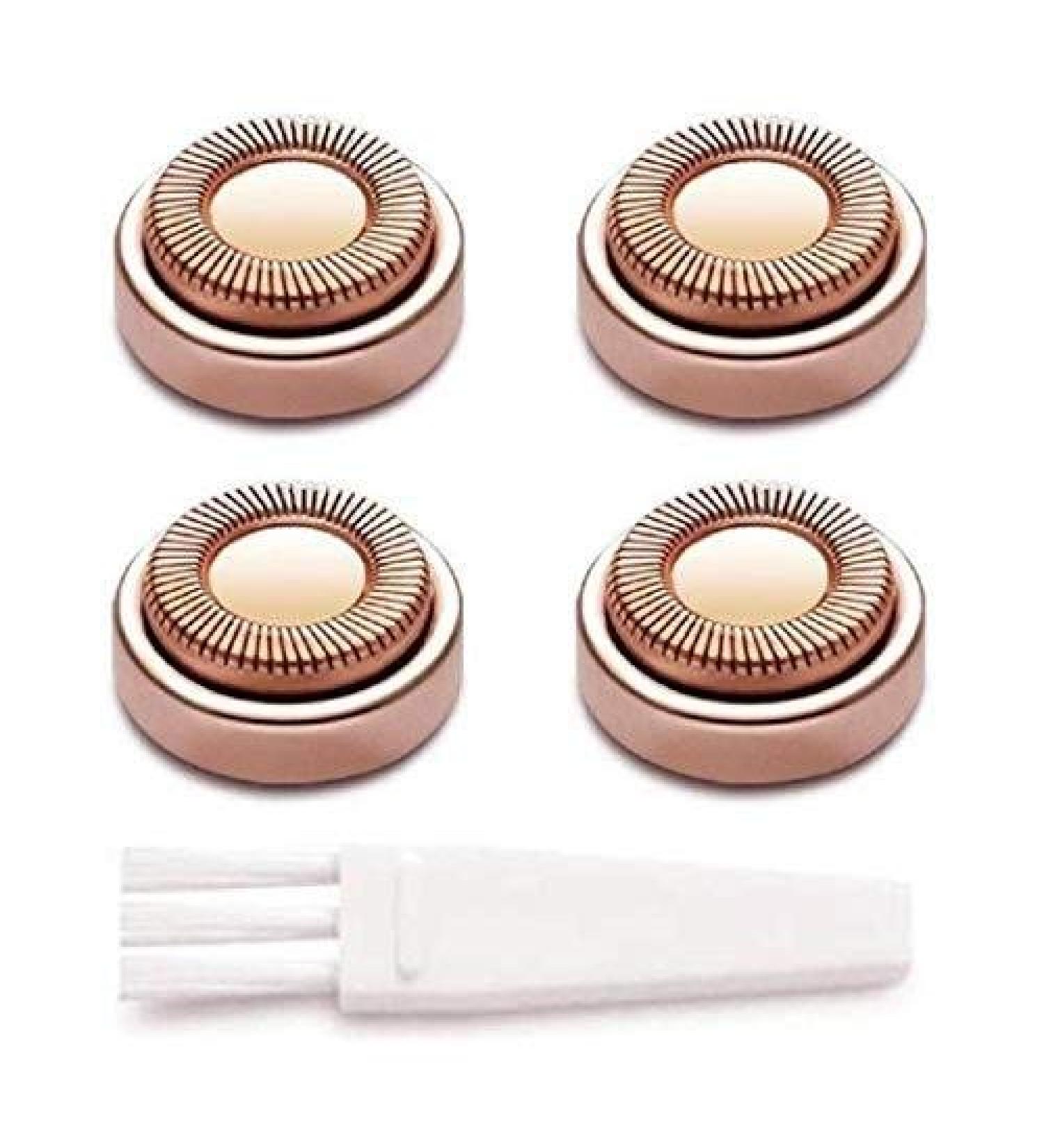 Replacement Heads for Finishing Touch Flawless Facial Hair Remover Shaver for Women, 18K Rose Gold Plated - Pack of 4