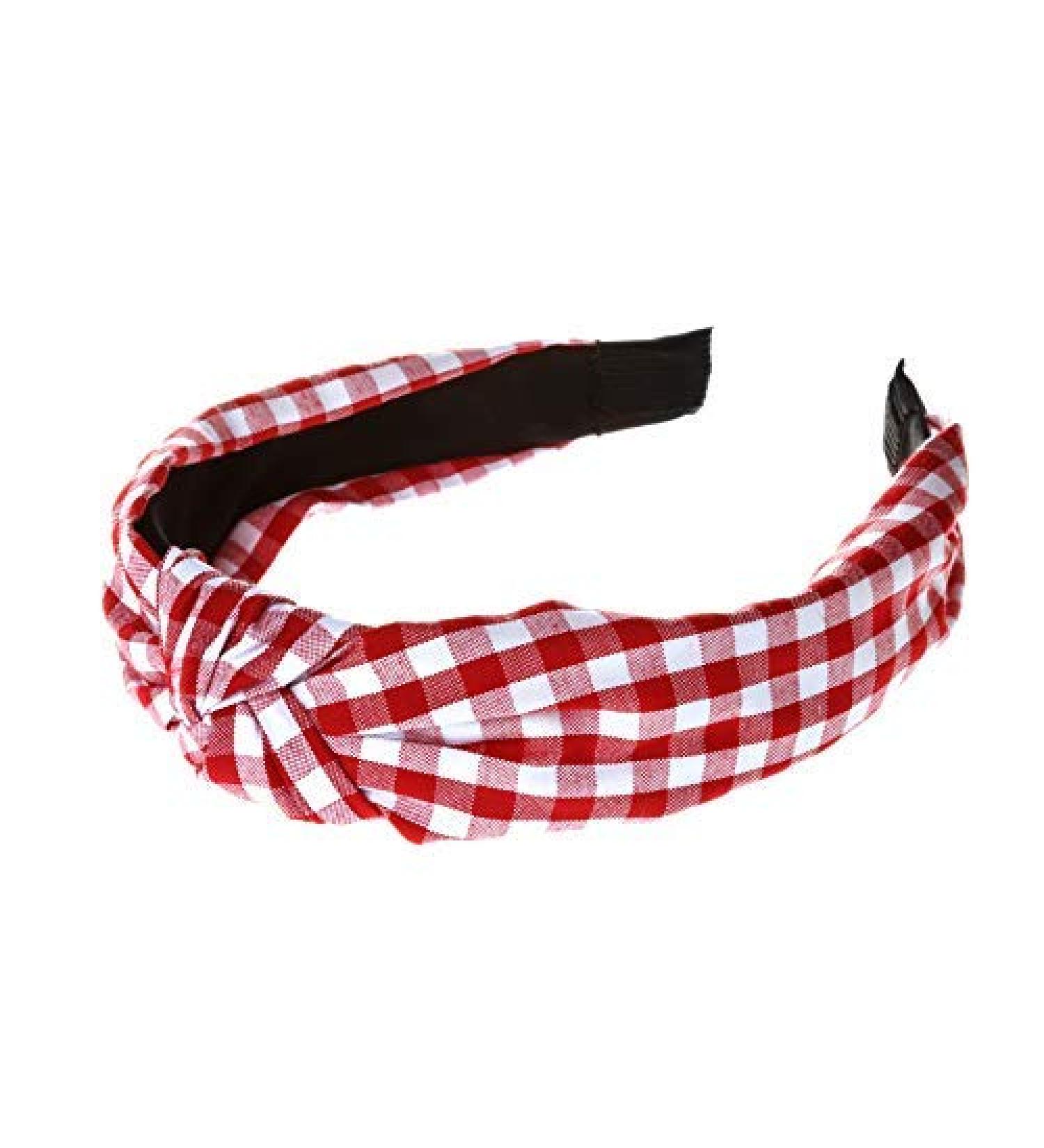 axy Vintage Look Checkered Headband - Beautiful Headband Women's Headband Hair Accessories HR34K (Red-White Checkered)