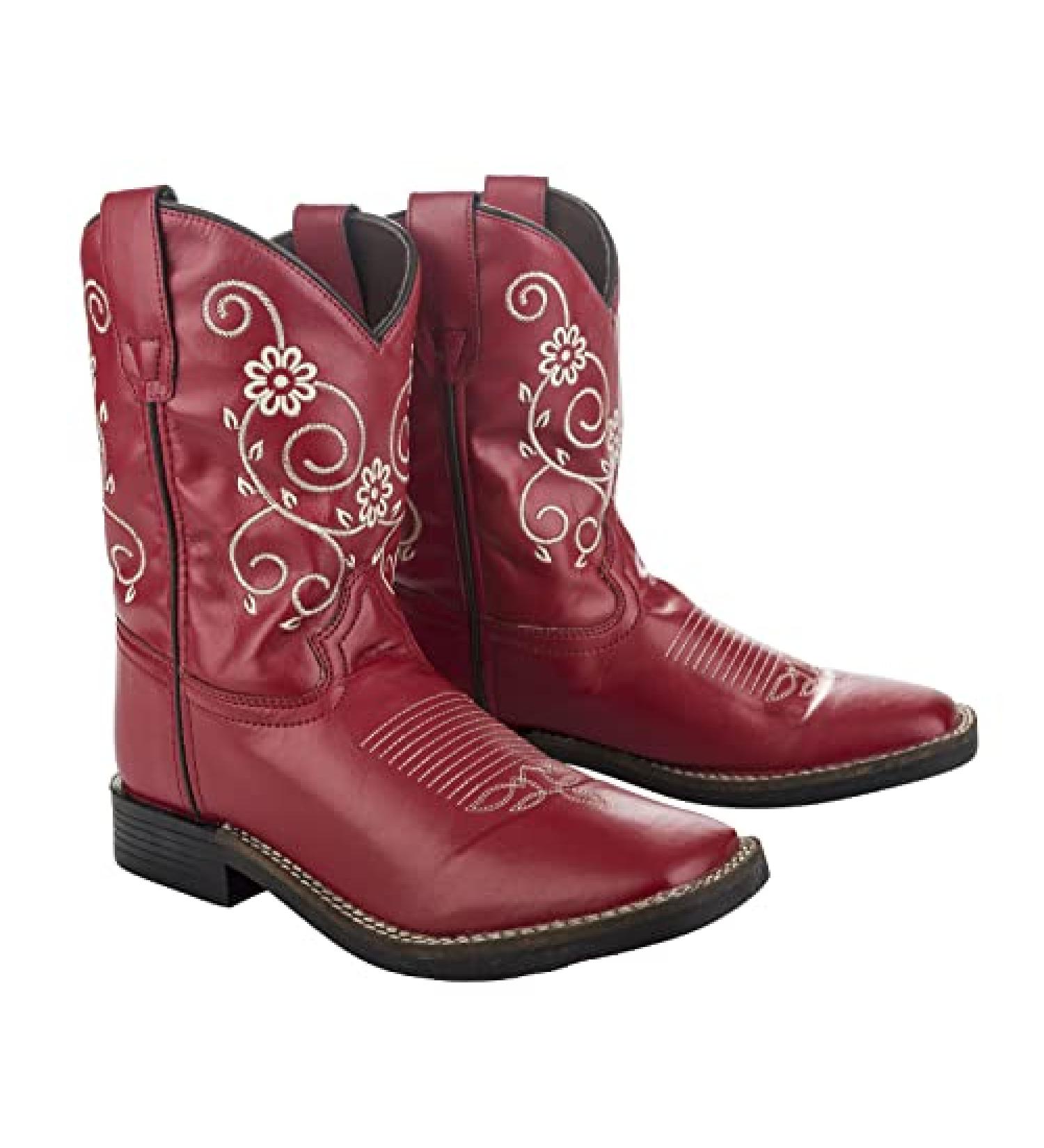 TuffRider Kids Fire Red Floral Western Boot 11 - Red - Buy Online on GoSupps.com