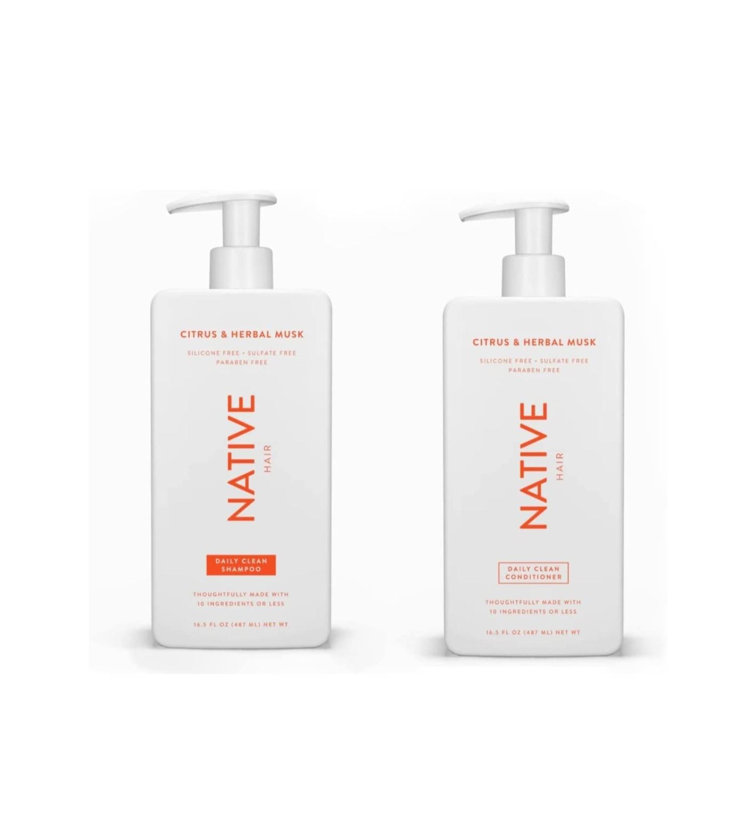 Sulfate, Paraben, and Dye Free Native Shampoo and Conditioner Set | 16.5 oz | Citrus & Herbal Musk Daily Clean - Buy Online on GoSupps.com