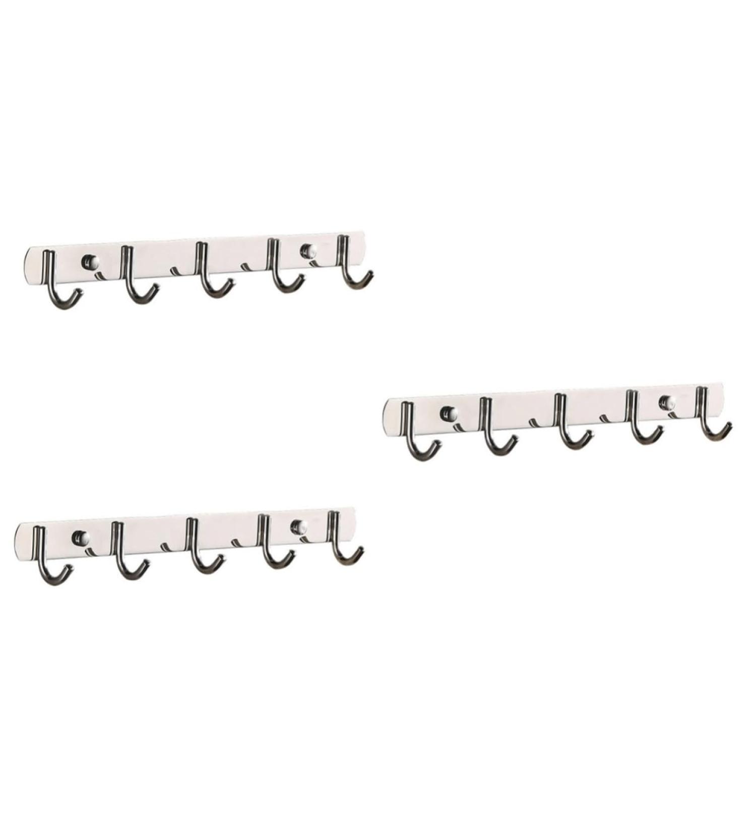 Angoily 3pcs 5 Kitchen Hooks Pegs Coat Hangers 5 Pegs Door Back Hooks Over The Door Hangers mediumx3pcs Silverx3pcs - Buy Online on GoSupps.com