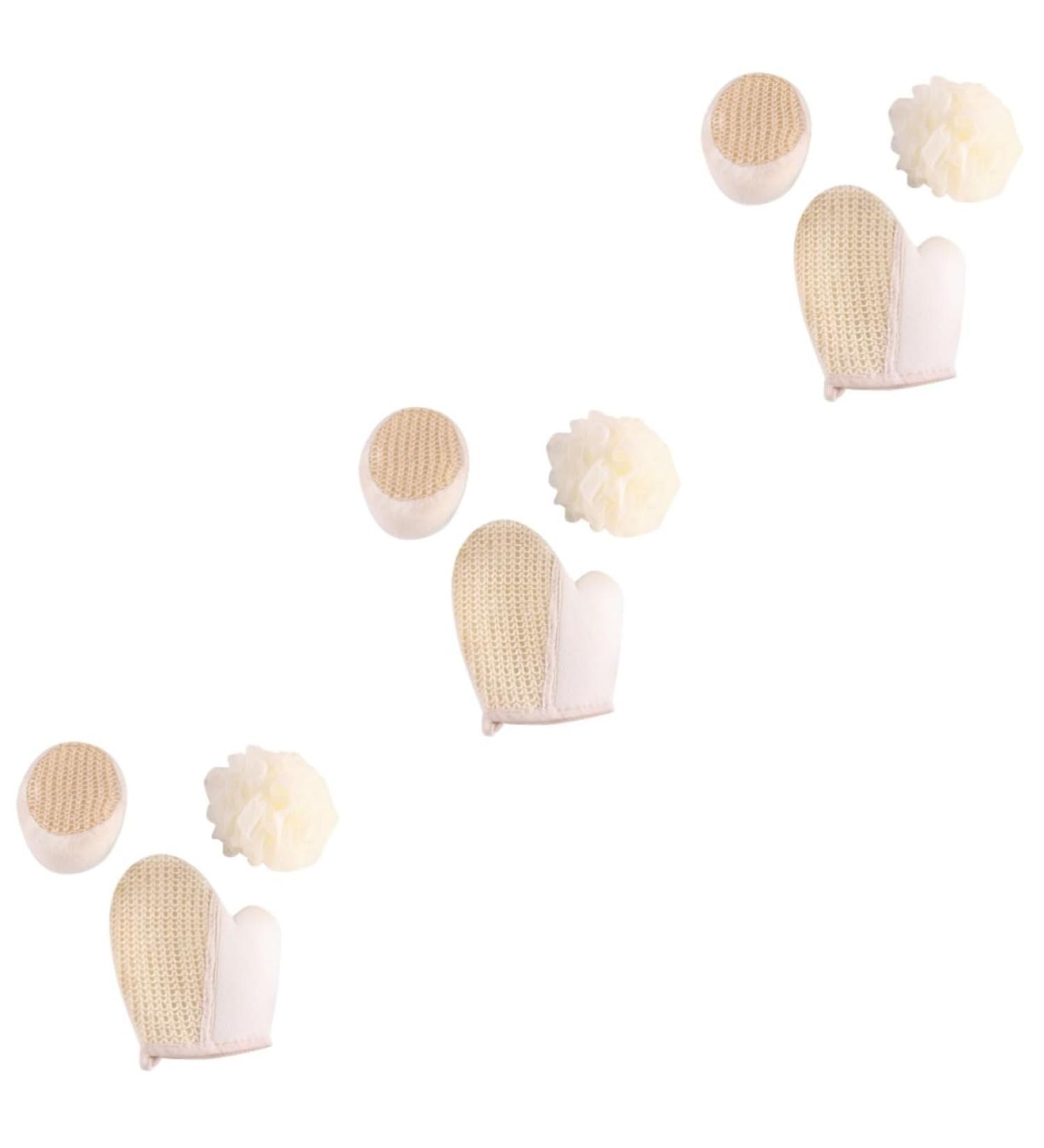 Beavorty Sponge Puff Gloves - 9 Pcs Exfoliating Shower Mittens for Dead Skin Removal | Double Sided Sisal Bath Gloves - Buy Online on GoSupps.com