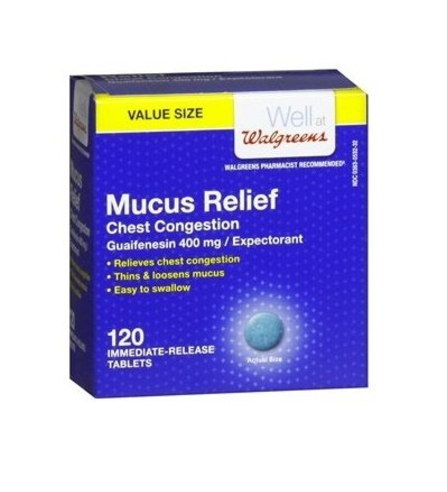 Walgreens Mucus Relief Chest Congestion Immediate-Release Tablets 120 ea