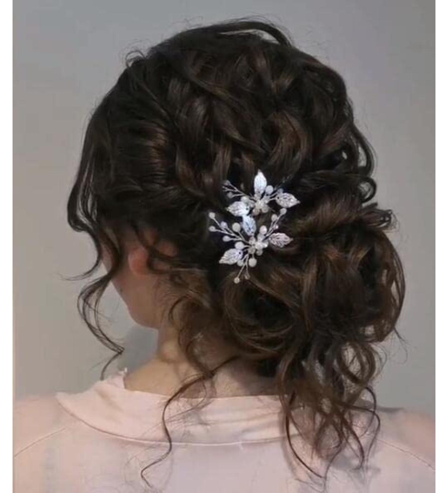 Edary Crystal Hairpins for Bride - Elegant Wedding Hair Accessories - Silver Hair Clips (Set of 2) - Buy Online on GoSupps.com