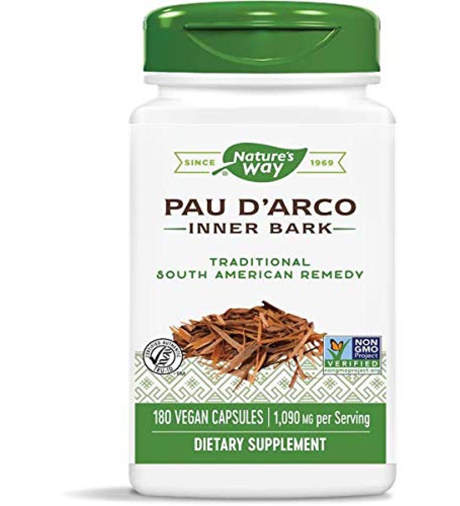 Nature's Way Pau d'Arco Inner Bark 1090 mg - 180 Vegan Capsules for Immune Support - Buy Online on GoSupps.com