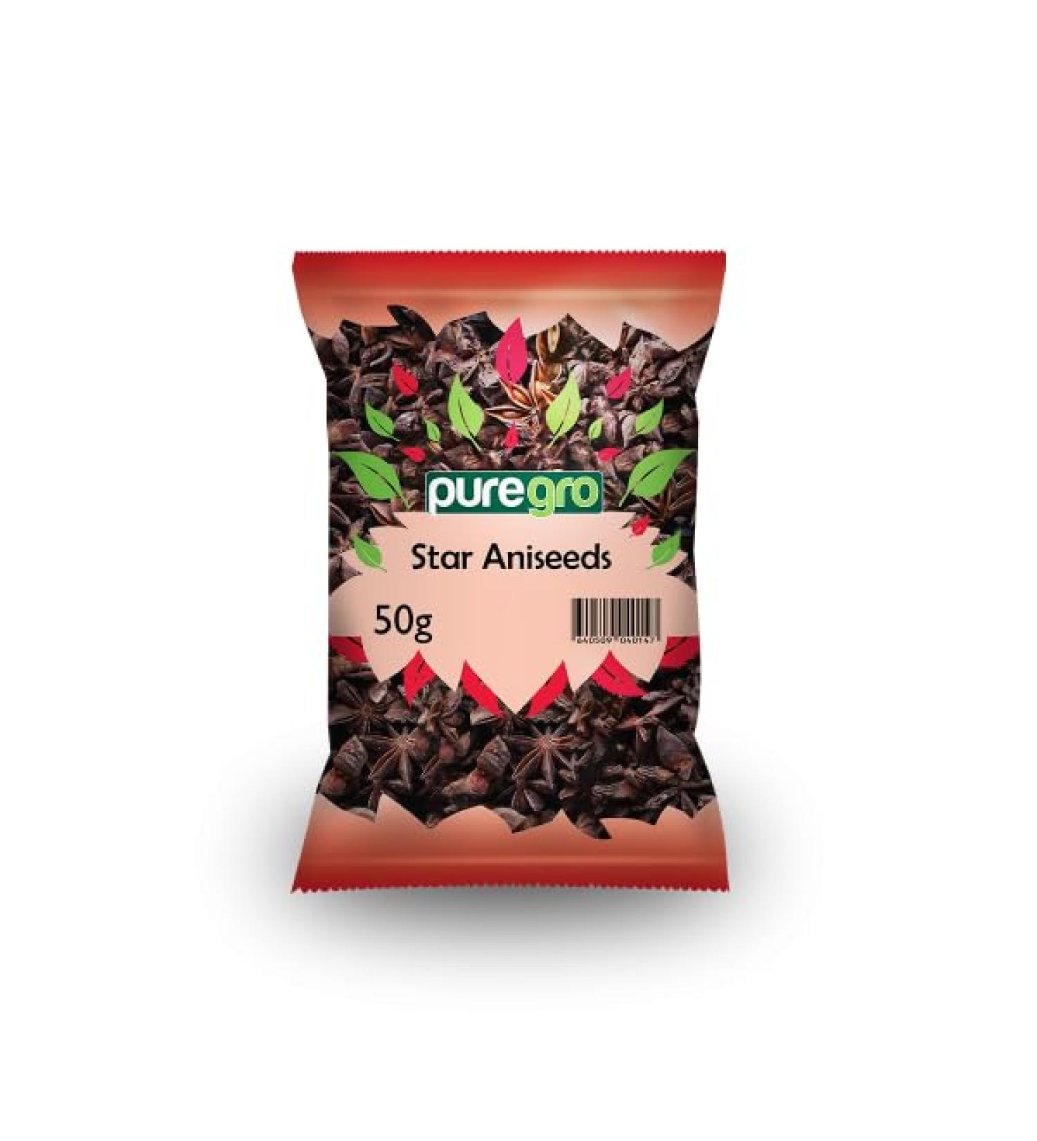 PureGro STAR ANISEEDS 50g 100% Natural Quality Product. - Buy Online on GoSupps.com