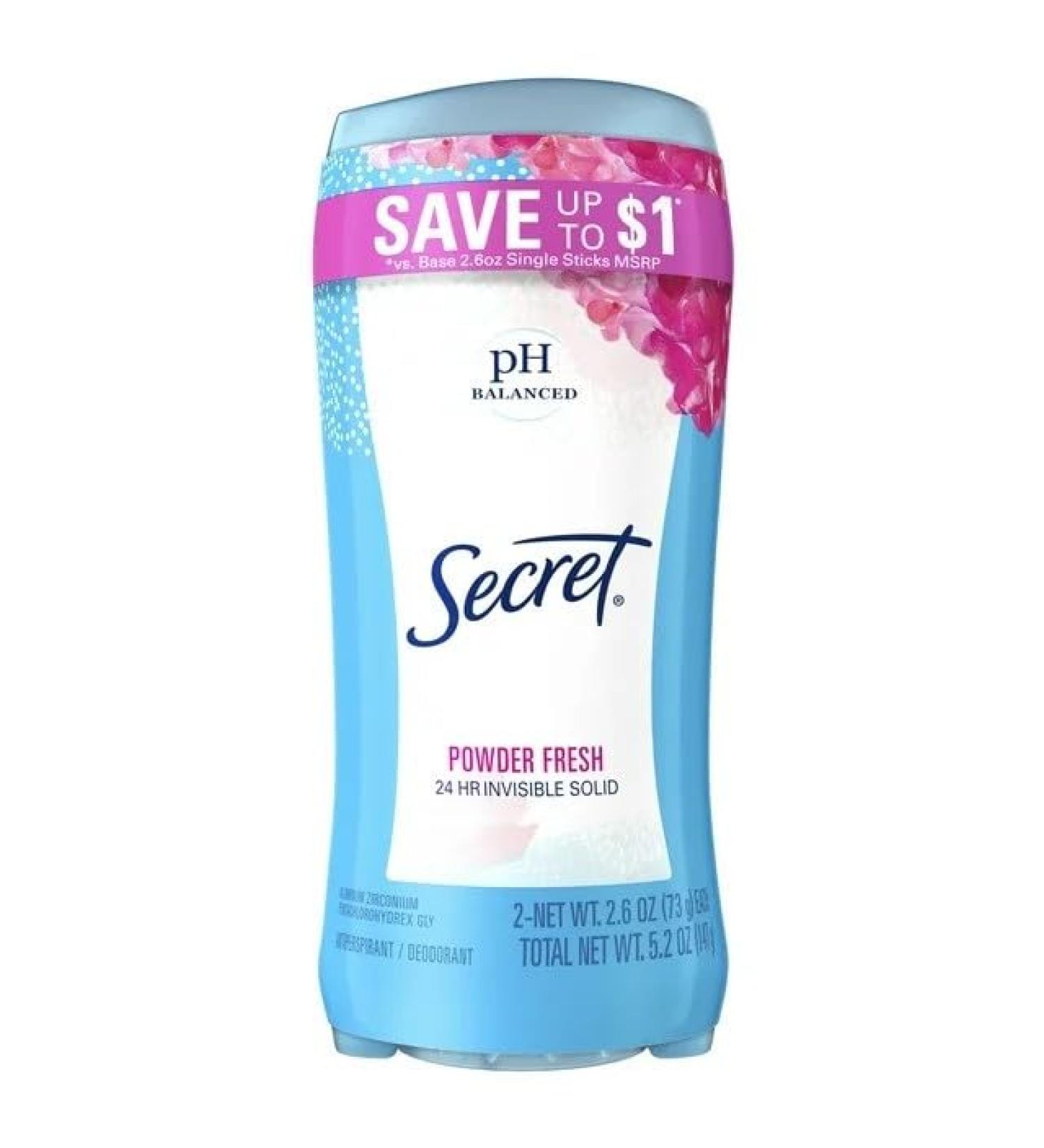  Invisible Solid Women's Antiperspirant & Deodorant - Powder Fresh Twin Pack (2.6 oz Each) - International Shipping Available - Buy Online on GoSupps.com