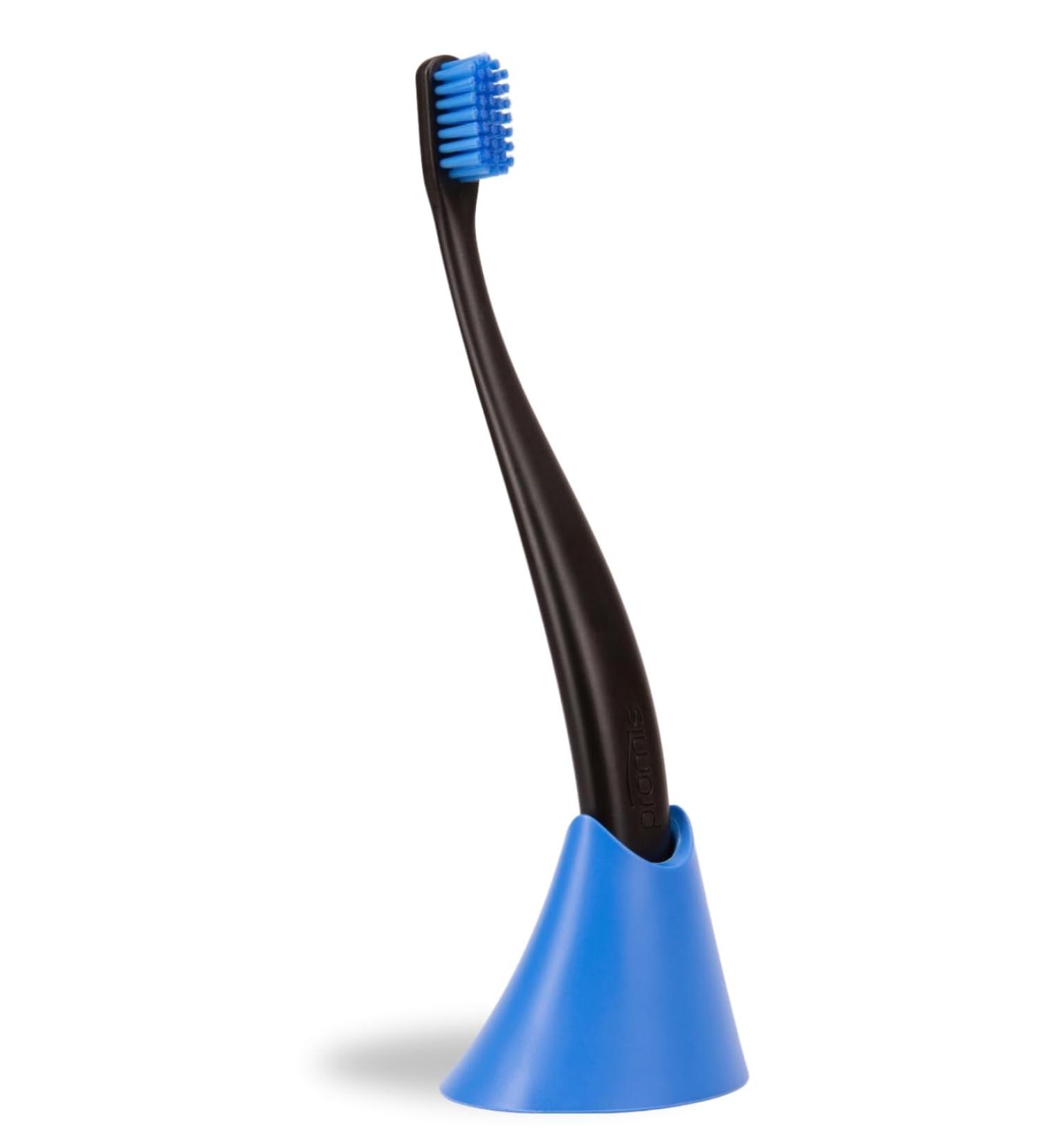 Celebrities Brush & Holder | Sustainable Bioplastic Toothbrush & Holder | 6750 Soft Bristles | Made in Germany | Italian Design (Black Ocean) - Buy Online on GoSupps.com