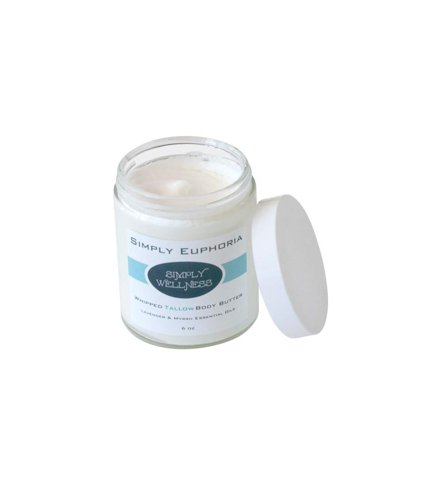 Organic Euphoria Whipped Body Butter with Lavender & Myrrh | 6 oz Glass Jar | Natural & Chemical-Free | Eczema, Psoriasis, Rosacea Relief - Buy Online on GoSupps.com