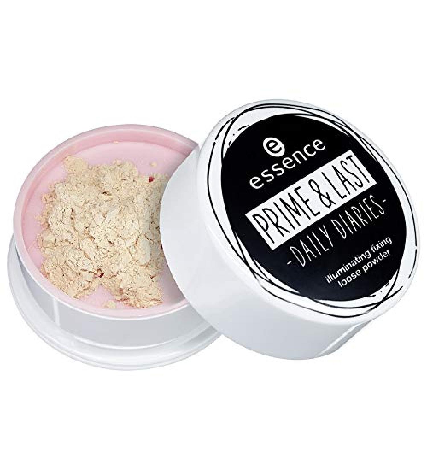Essence Prime & Last Daily Diaries Illuminating Fixing Loose Powder No. 01 Glow for it!Contents: 6g transparent powder for long -lasting make -up and gives a delicate shining finish.