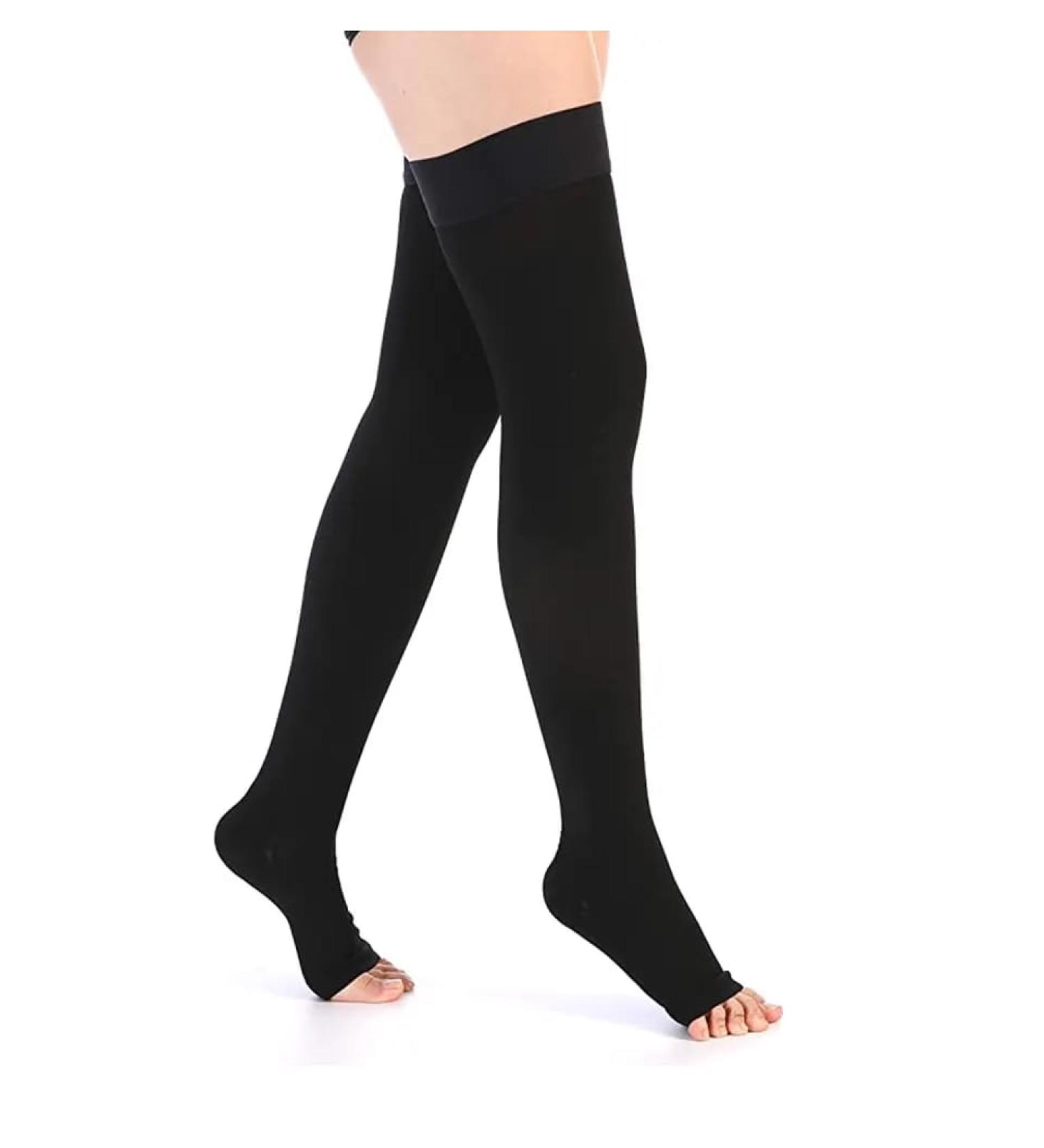 Sweltebloomz Compression stockings thigh high with open toe for Women-Medium Black - Buy Online on GoSupps.com