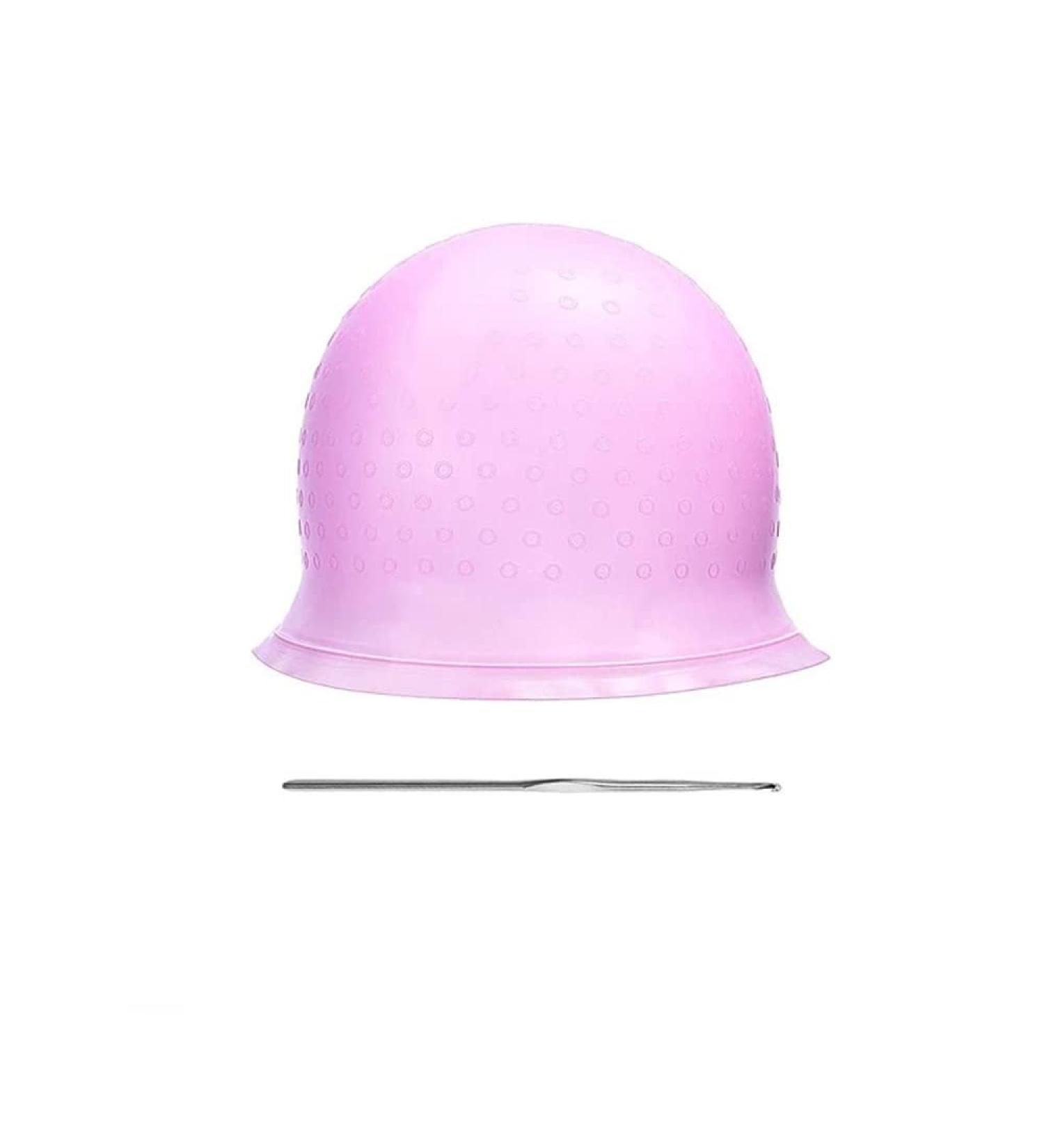 Silicone Highlight Cap - Salon Hair Colouring Highlights Dye Cap with Hook for Colouring Hair Hairdresser Tool Reusable Highlight Cap for Highlights DIY Dyeing Pink - Buy Online on GoSupps.com
