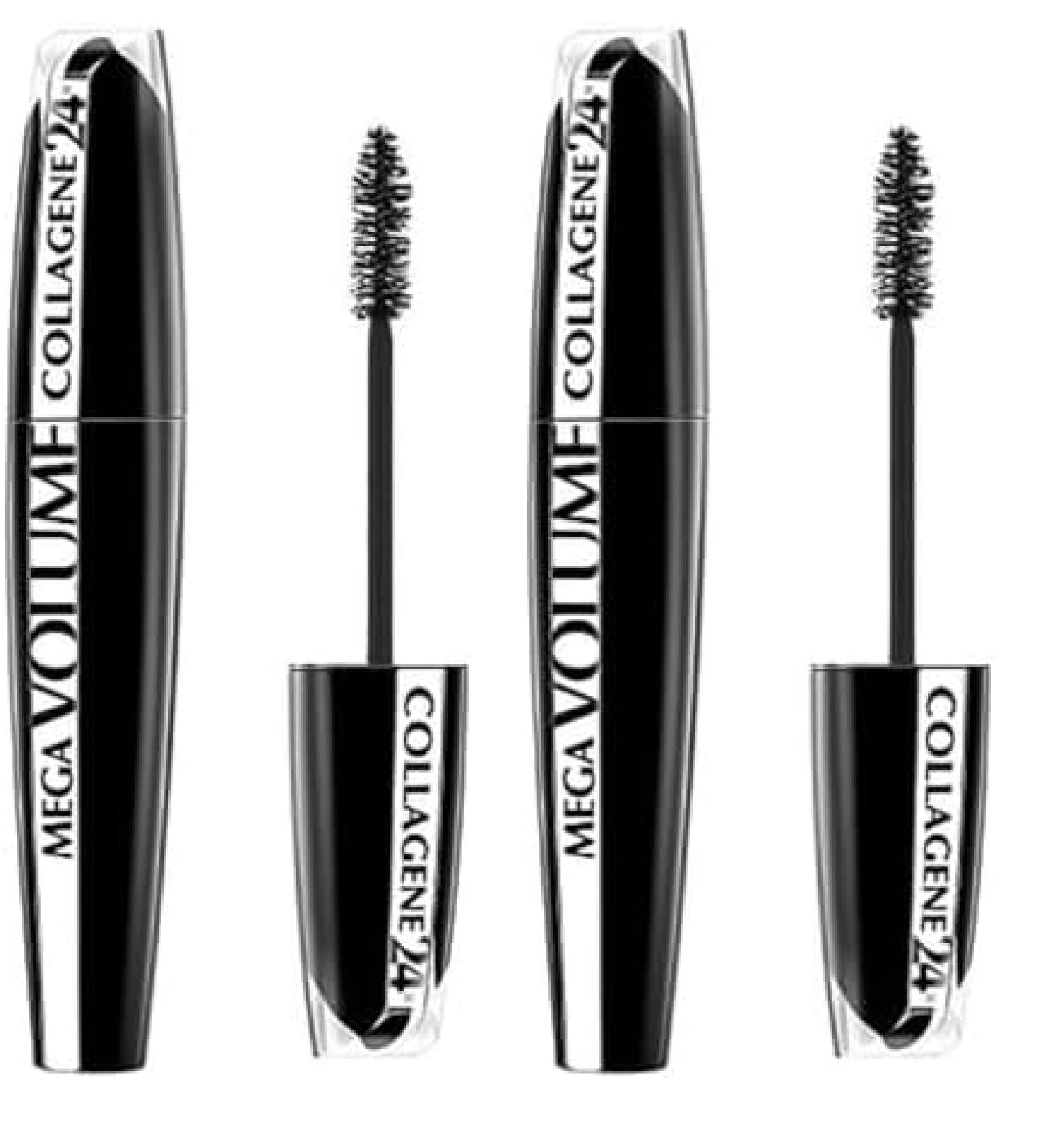 L'Or al Paris Mascara M ga Volume au Collag ne Longue Tenue Volumisant avec un Maxi Applicateur en Poils Noir (Lot de 2) - Buy Online on GoSupps.com
