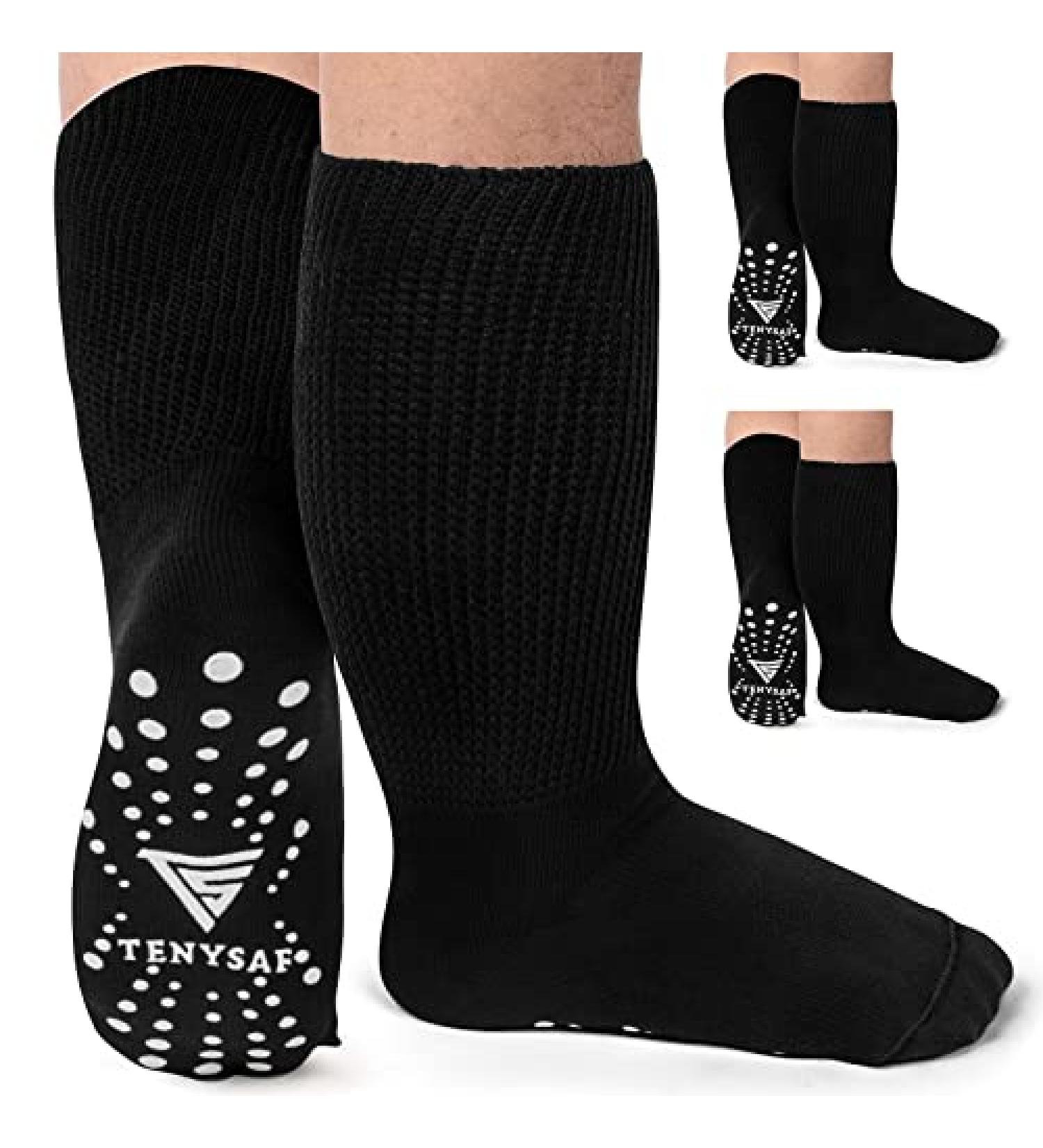 TENYSAF Diabetic Socks 3 Pairs - Cotton Crew, Extra Wide, Non-Binding Top - Black - Buy Online on GoSupps.com