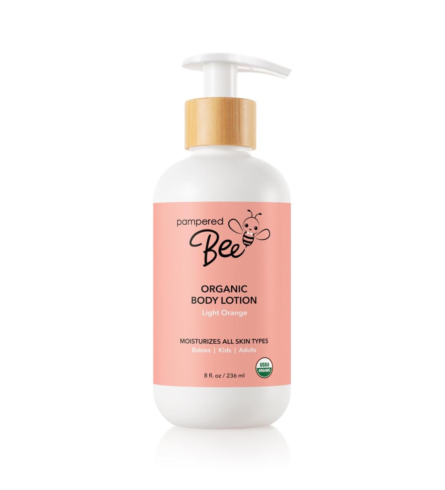 Pampered Bee - Organic Body Lotion (Light Orange) for Babies Toddlers and Kids With Capua u Seed Butter and Marshmallow Root - Moisturizing Softening Hydrating 8 oz - Buy Online on GoSupps.com