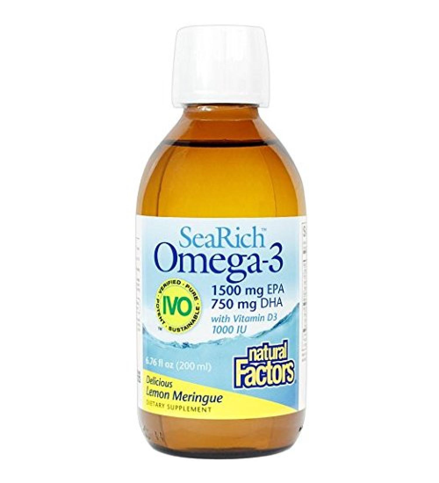 Natural Factors Sea Rich Omega-3 1500 mg EPA/750 mg DHA with Vitamin D3 Lemon Meringue 6.76 fl oz (200 ml)