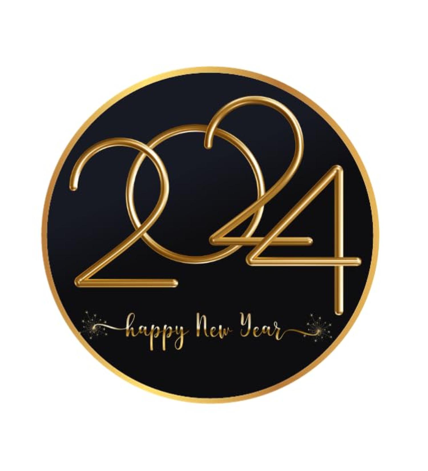 New Year Design Edible Cocktail Drink Toppers x 1 Sheet (2024 Happy New Year 8 x 3 Inch) 2024 Happy New Year 8 X 3 Inch