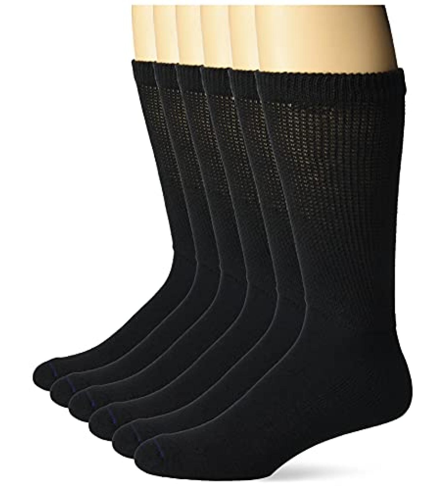 Dr. Scholl's Men's Diabetes & Circulator Socks - 4 & 6 Pair Packs - Non-binding Comfort and Moisture Management 7-12 Black
