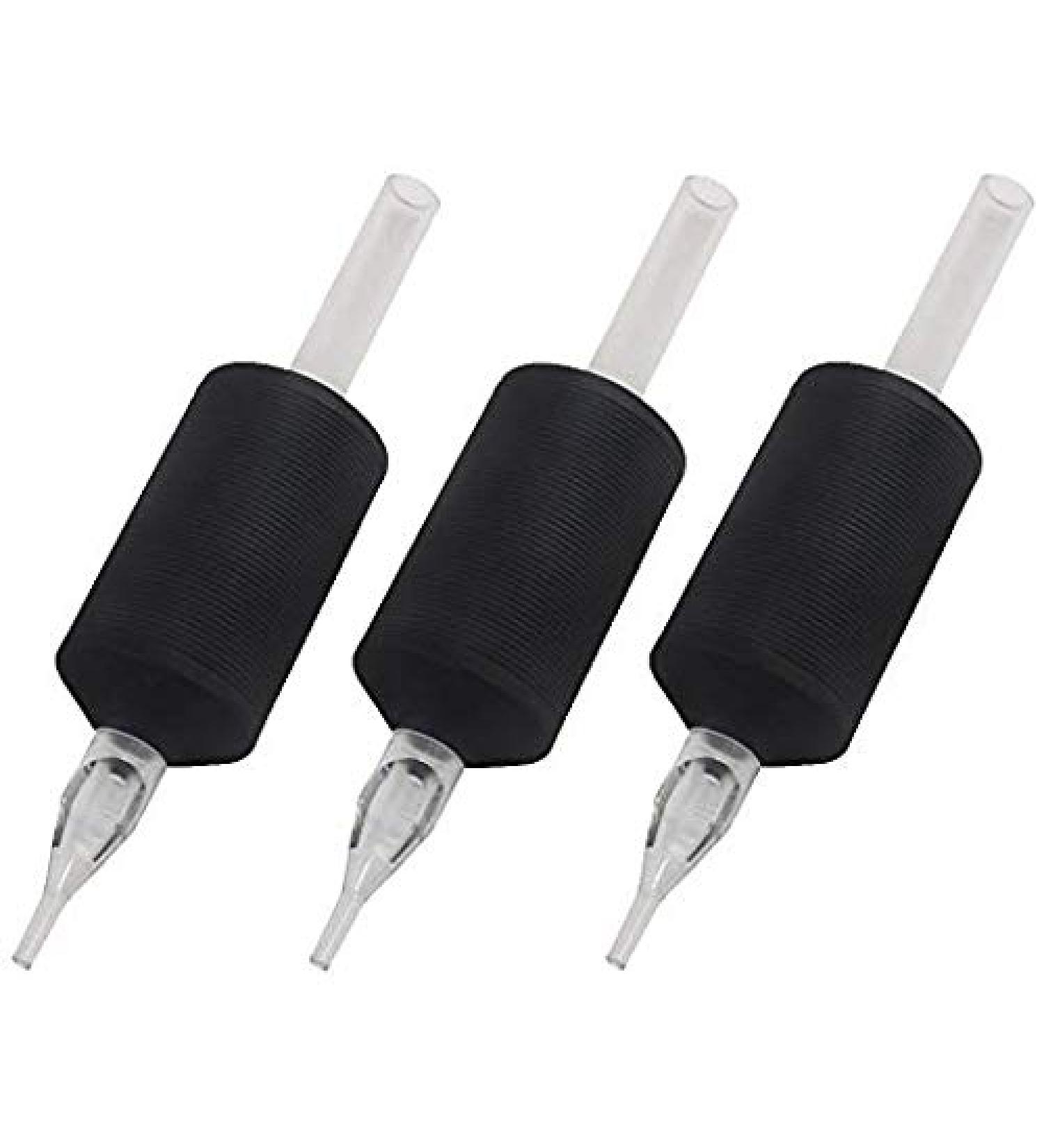 20PCS Tatmax 1 Inch Disposable Black Silicone Clear Tips - 9 Round Diamond Flat Tubes - Buy Online on GoSupps.com