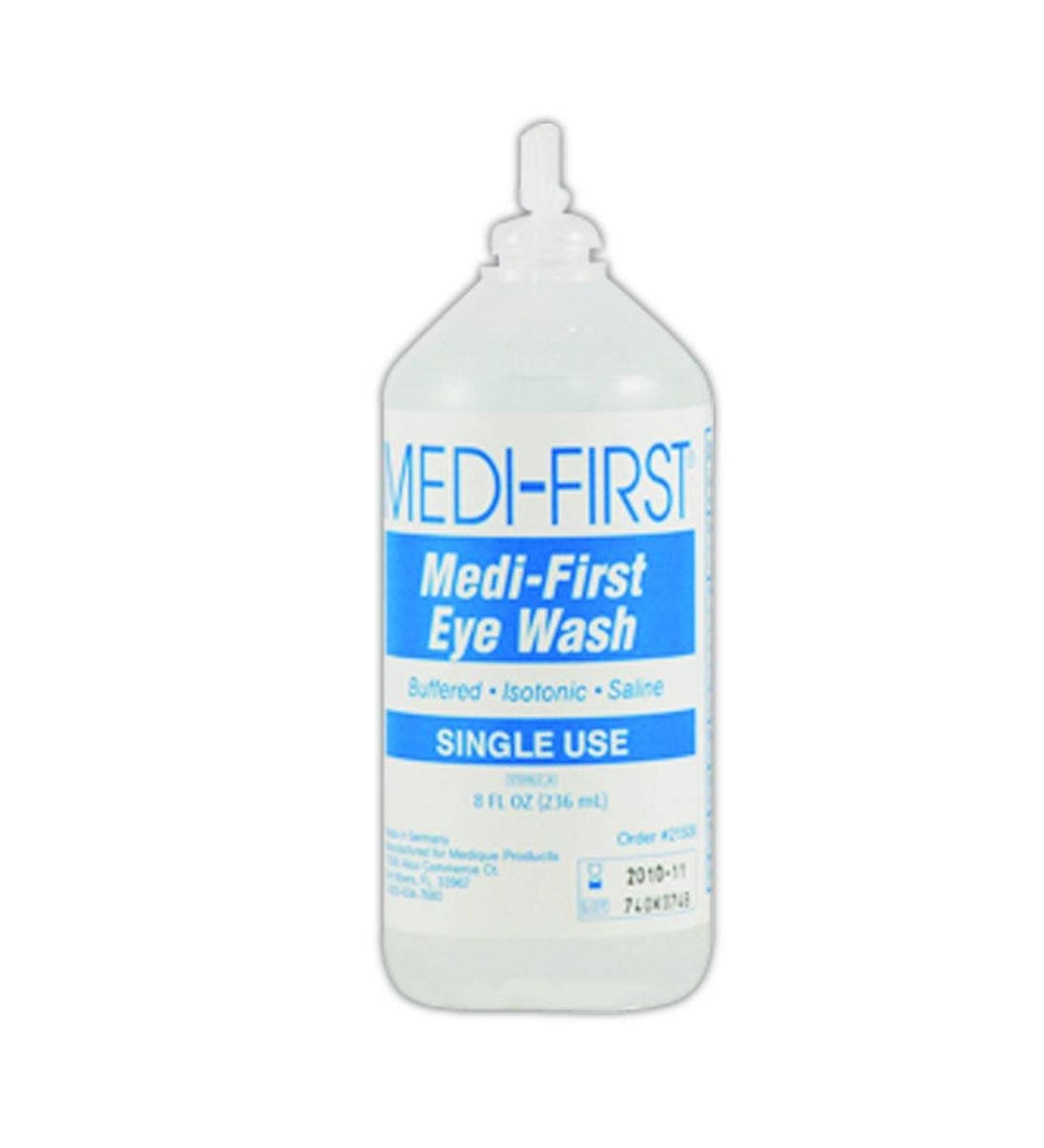 Medique MP21508 Medi-First Eye Irrigation Solution, Sterile Solution , 8 oz, Clear 8 Ounce 1 Unit