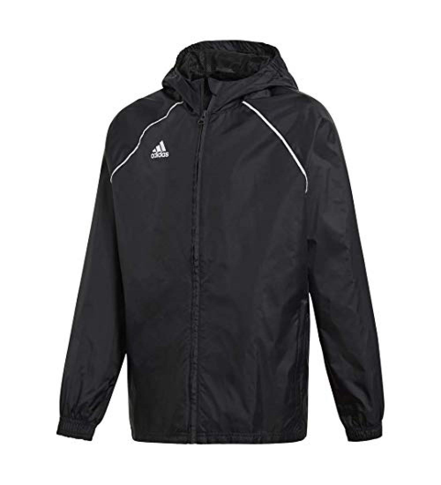adidas Unisex-Child Core 18 Rain Jacket - Black/White - Medium - Buy Online on GoSupps.com