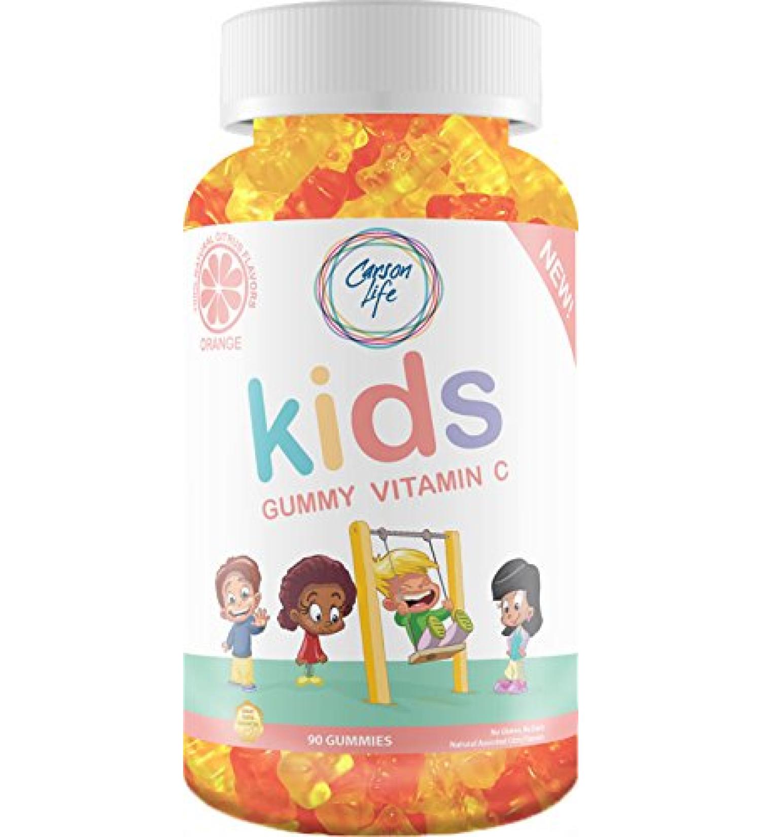Carson Life #1 for Vitamin C Gummies for Kids - 90 Count - Excellent Vitamin A Supplement - Best Tasting Gummy - Promotes Overall Health, Prevent Colds, Boosts Immune System - Made in The USA 90 Count (Pack of 1)