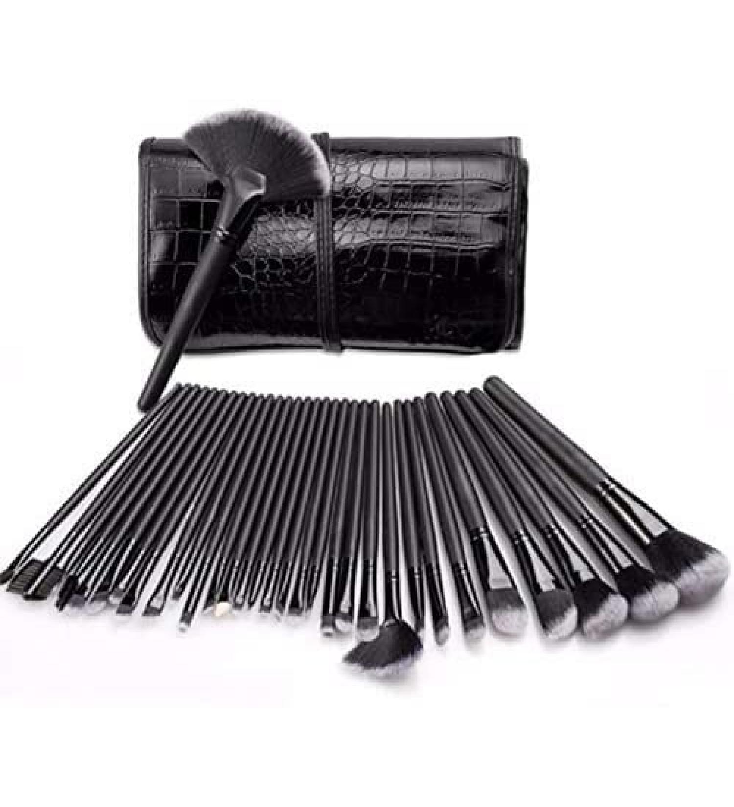 32-Piece Professional Makeup Brush Set - Advanced Synthetic Brushes for Foundation Blush & Eye Shadow - Travel Bag Included - Black - Buy Online on GoSupps.com
