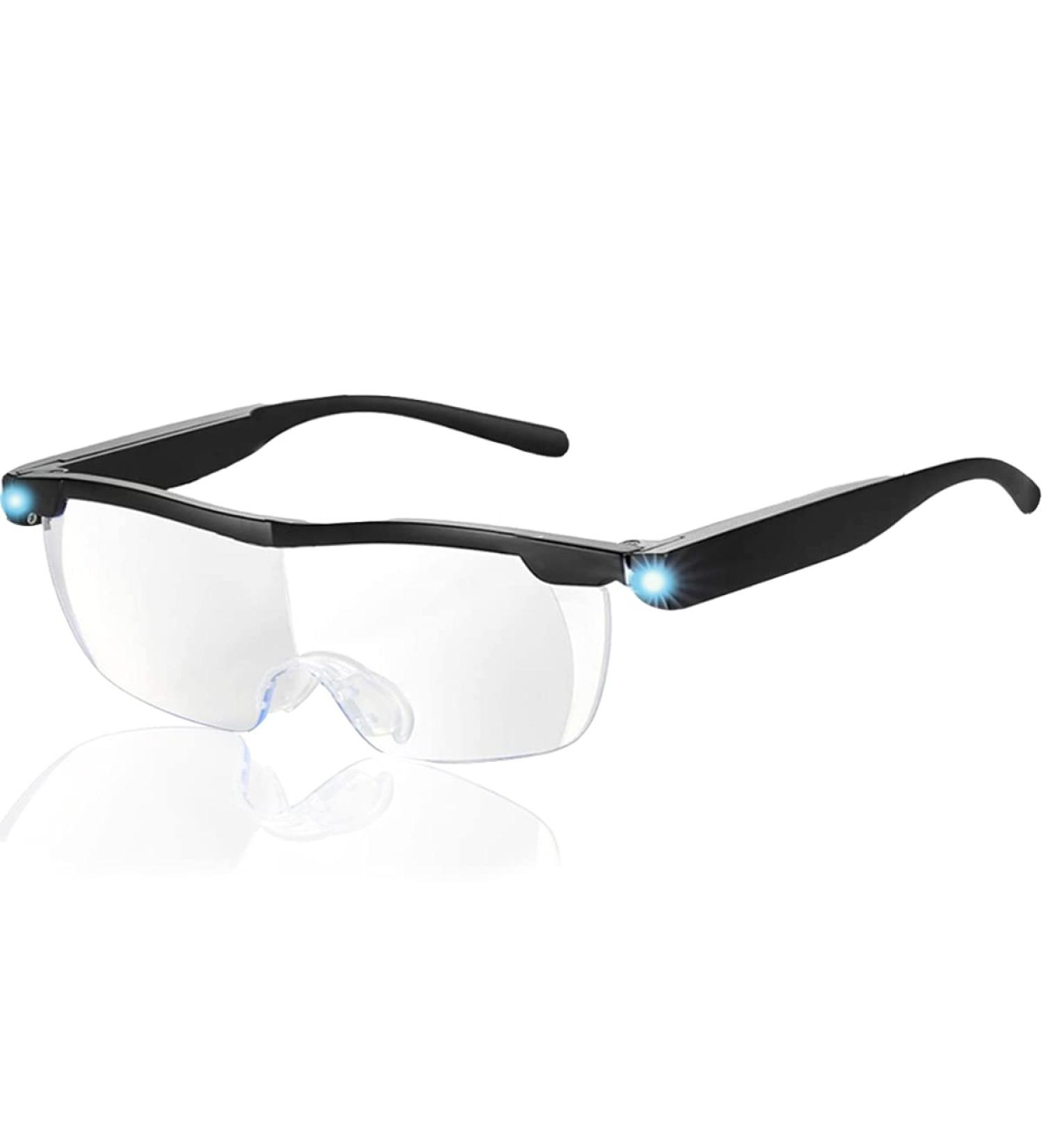 Magnifying Glasses with LED Light Big Zoom Vision Reading Glasses Eyewear Rechargeable 160% Magnification Eyeglasses Hands Free for Reading Hobbies and Close Work Black - Buy Online on GoSupps.com