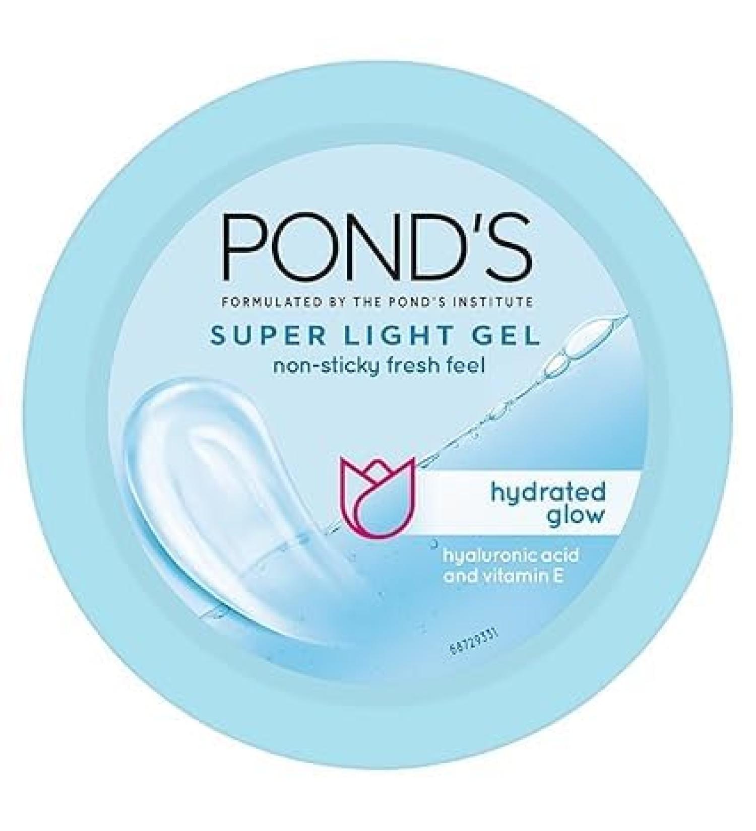 P.O.N.D. S Super Light Gel Moisturizer 100ml - Hydrating Oil-Free Formula with Hyaluronic Acid & Vitamin E for Glowing Skin 24Hr Hydration Instant Absorption - Buy Online on GoSupps.com