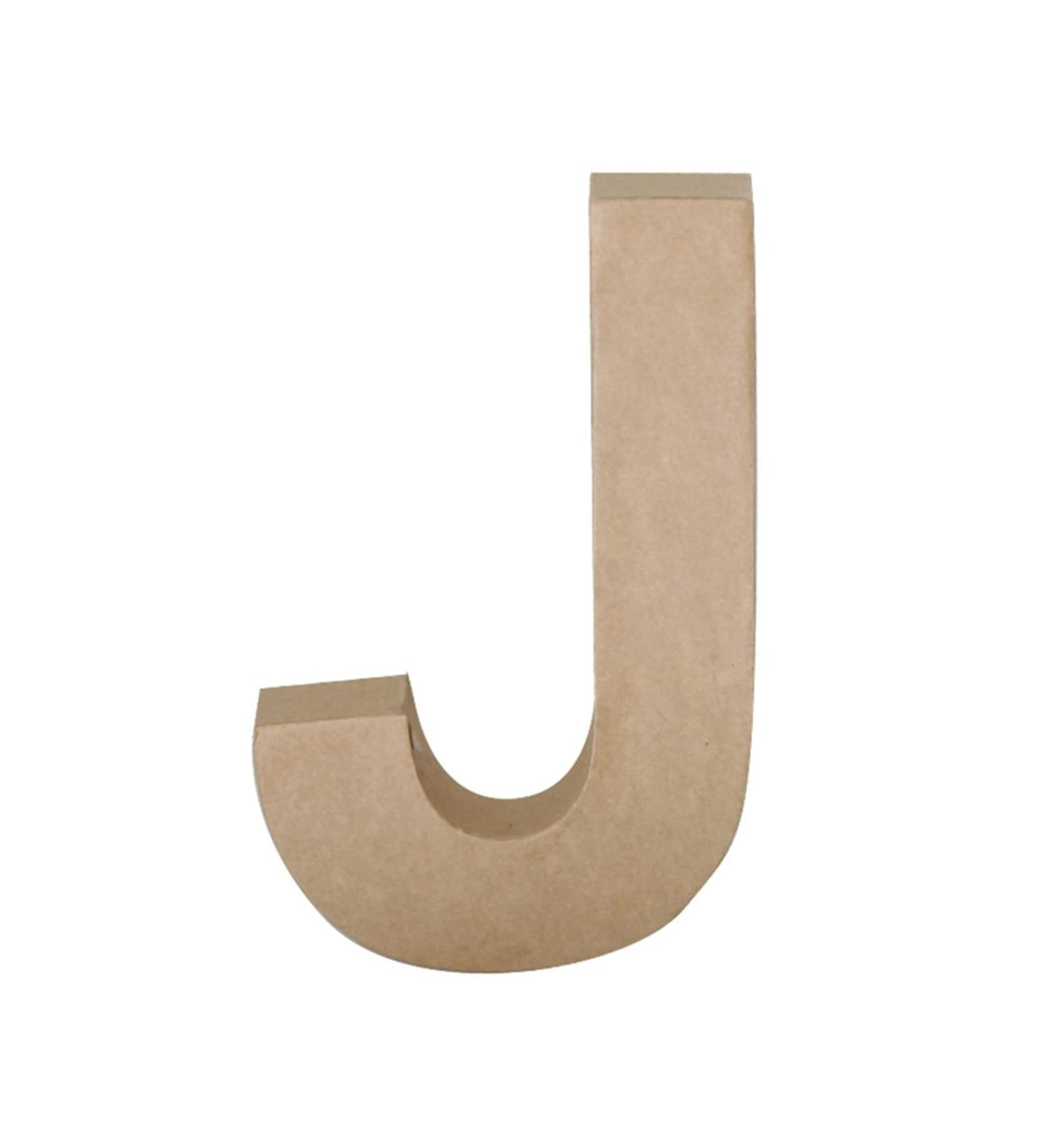 Papier Mache Letter J  Brown