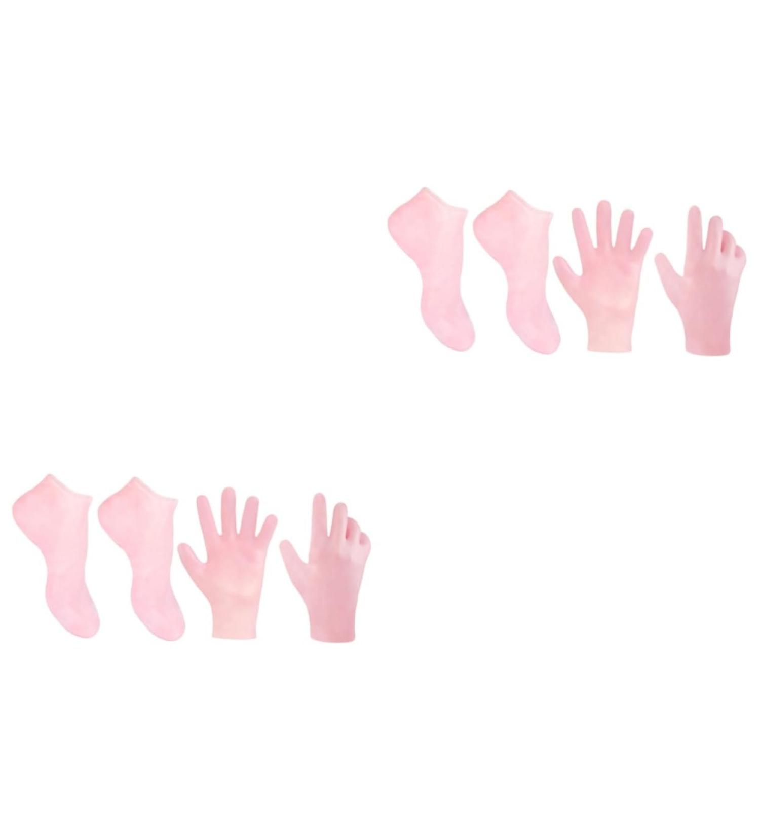 ABOOFAN 2 Sets Hydrating Sock Gloves Healing Gloves Gel Boat Socks Foot Care Socks Hand Moisturizing Gloves Socks for Dry Feet Silicone Heel Cover Beauty Hand Gloves Sebs Short Boots Soft - Buy Online on GoSupps.com