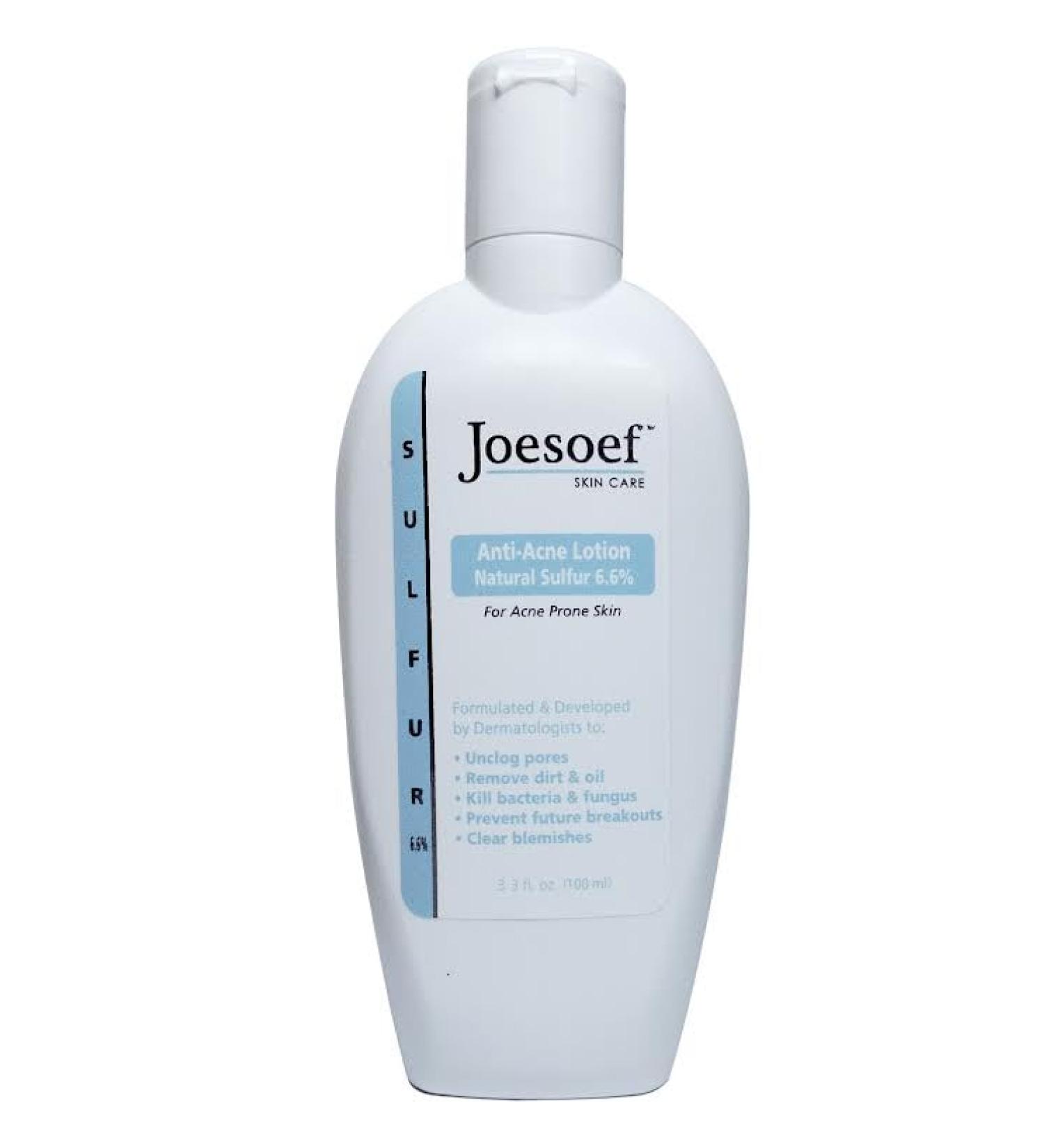 JOESOEF SKIN CARE Anti-Acne Lotion Sulfur 6.6% for Prone Skin- Acne Pharmaceutical Grade Dermatologists Approved for Acne Rosacea. Sulfur Acne Treatment for Skin Care Daily Routine 100ML