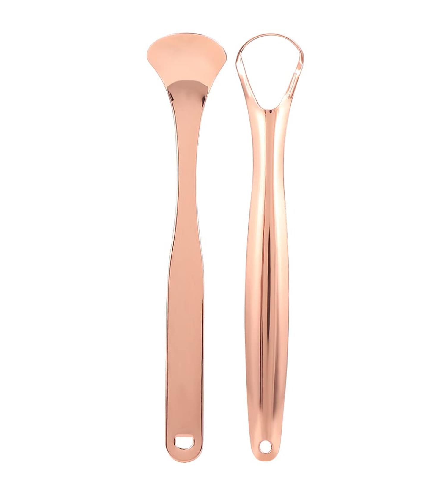 Ververt Touch Tongue Scraper Set - Stainless Steel Tongue Cleaner 2 Pieces Rose Gold Bacteria & Bad Breath Removal - Buy Online on GoSupps.com