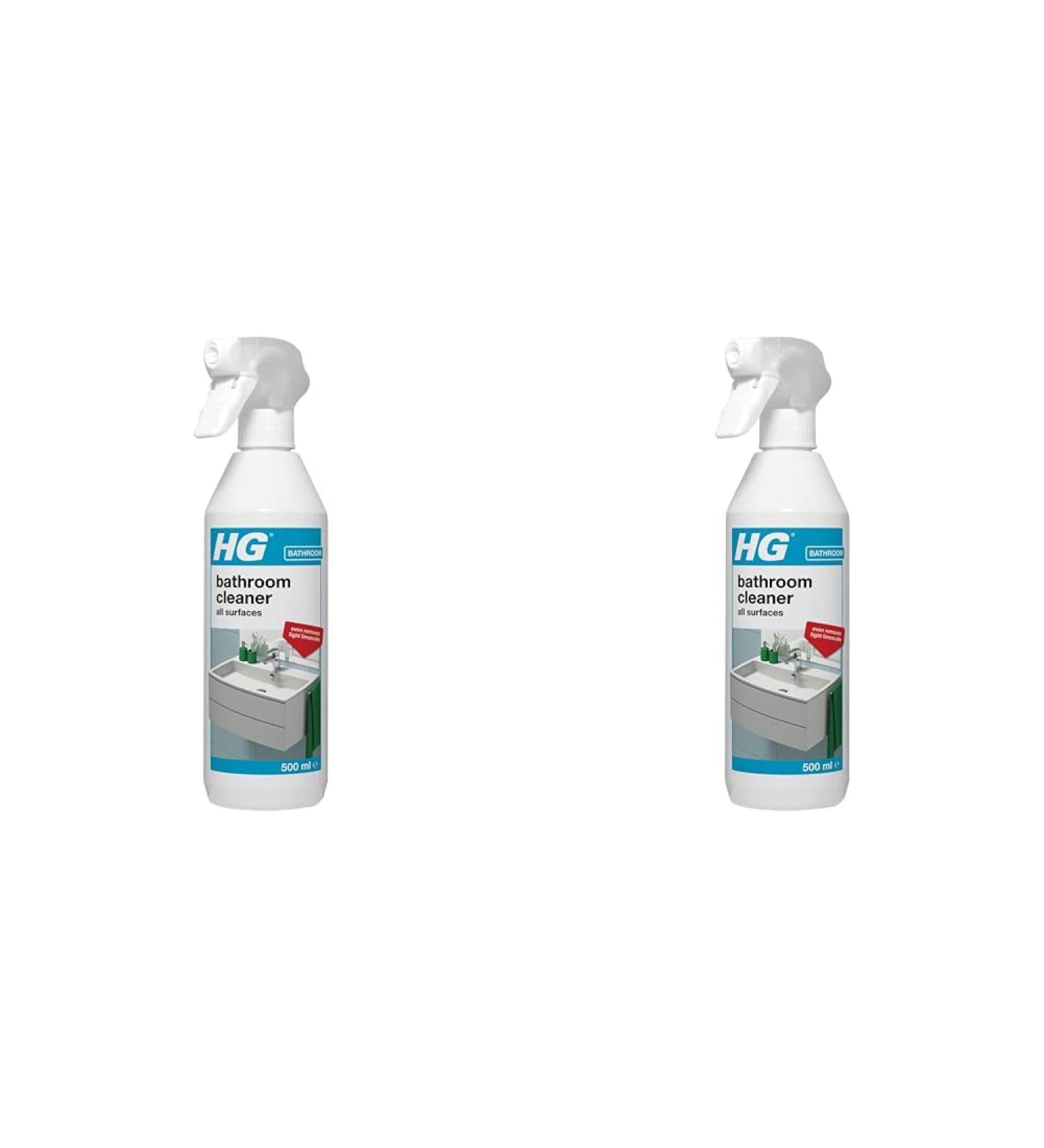 HG Bathroom Cleaner Spray for All Surfaces Universal Toilet Cleaner Tile Cleaner Shower Spray & Light Limescale Remover & Descaler All Surface Cleaner - 500ml (Pack of 2) 500 ml (Pack of 2) - Buy Online on GoSupps.com
