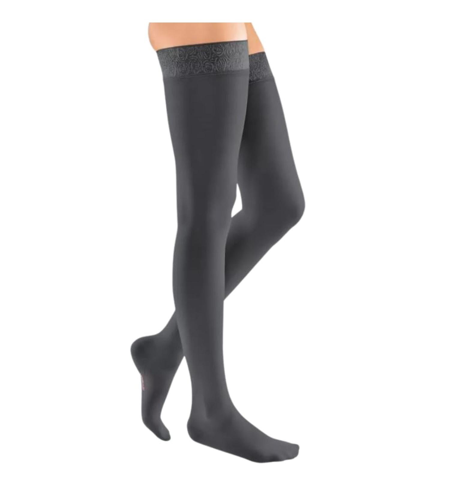 Medi Medive Elegance 0260a11 Women's Compression Stockings CCL2 - Closed Lace Triked Edge Anthracite Size Gr.I Normal | Comfortable International Shipping - Buy Online on GoSupps.com