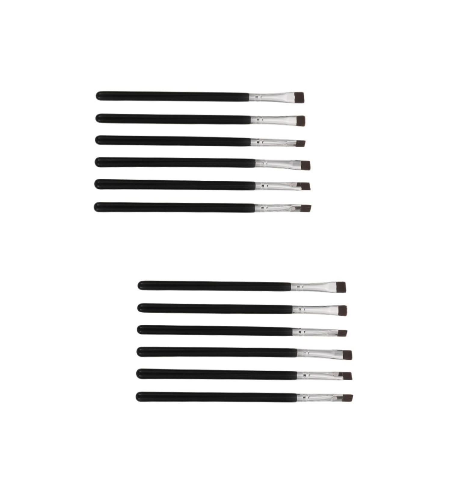 Baluue 12 Pcs Flat Eyebrow Brush Eyebrow Eyeliner Brush Eyeliner Makeup Brush Eye Brush Wooden Handle Black - Buy Online on GoSupps.com
